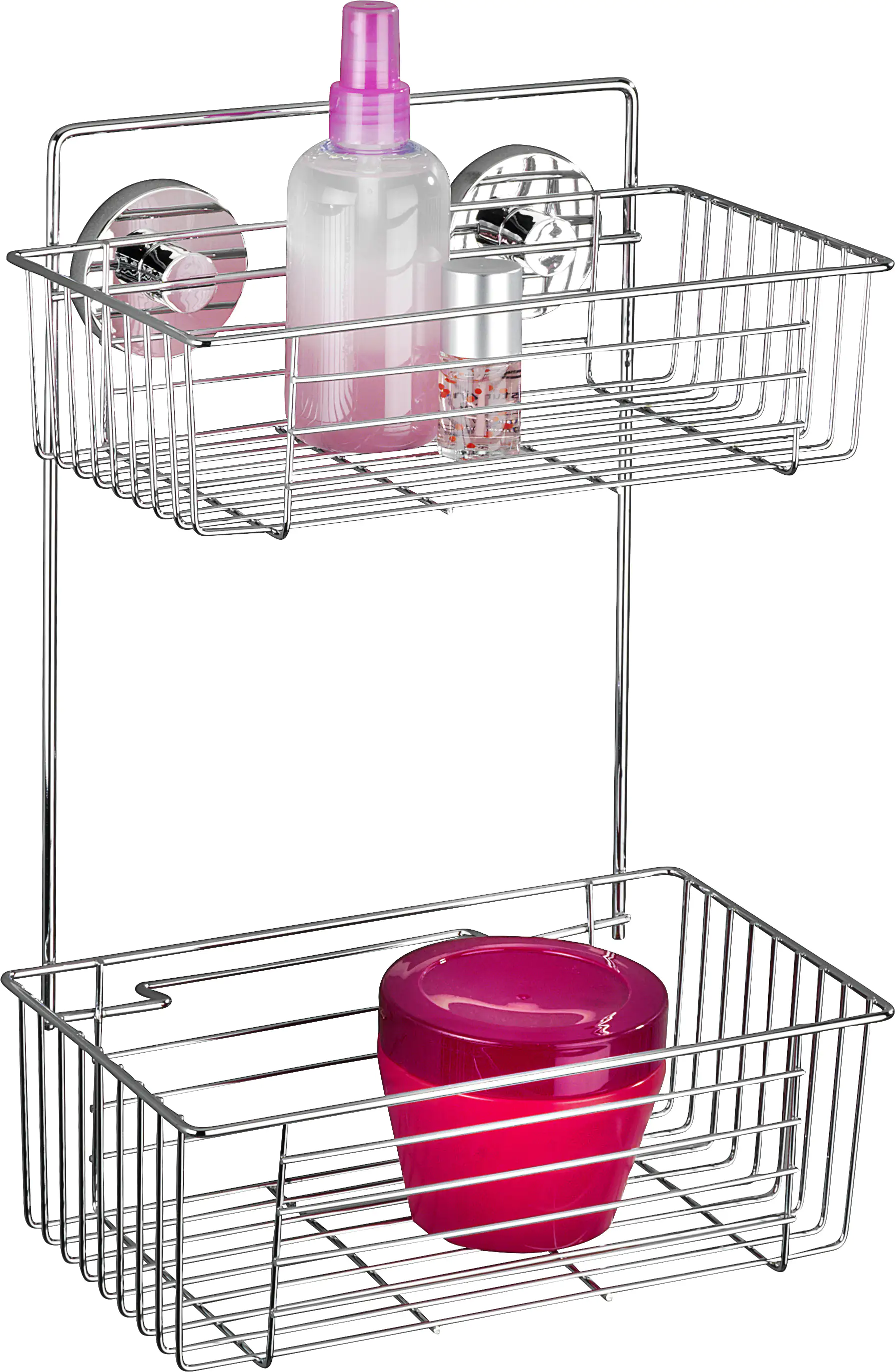 Wenko Wandregal Bari Vacuum-Loc Stahl, chrom, 2 Ablagen