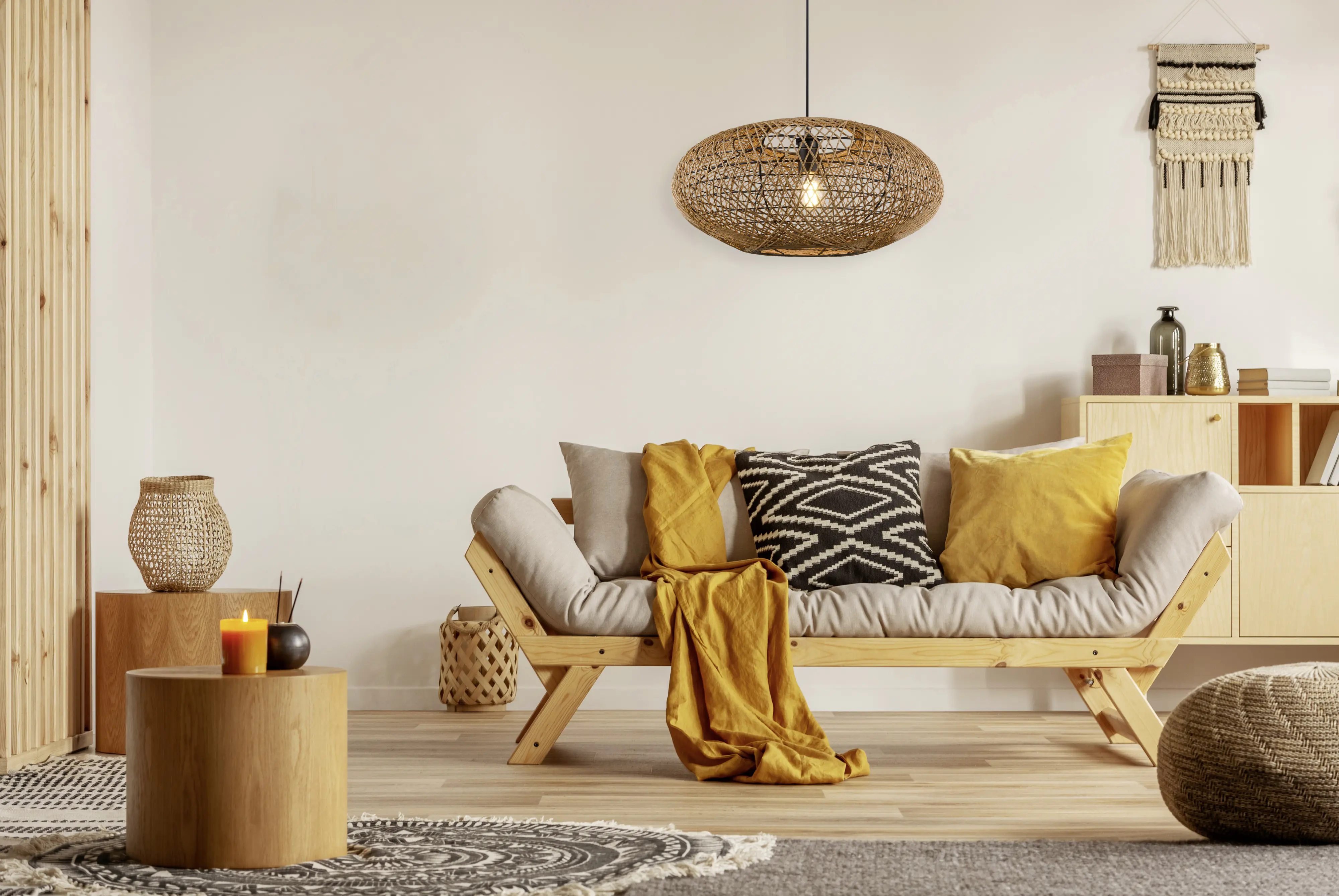 Trio Pendelleuchte Hedda sisalfarbig  Trio Pendelleuchte Hedda sisalfarbig