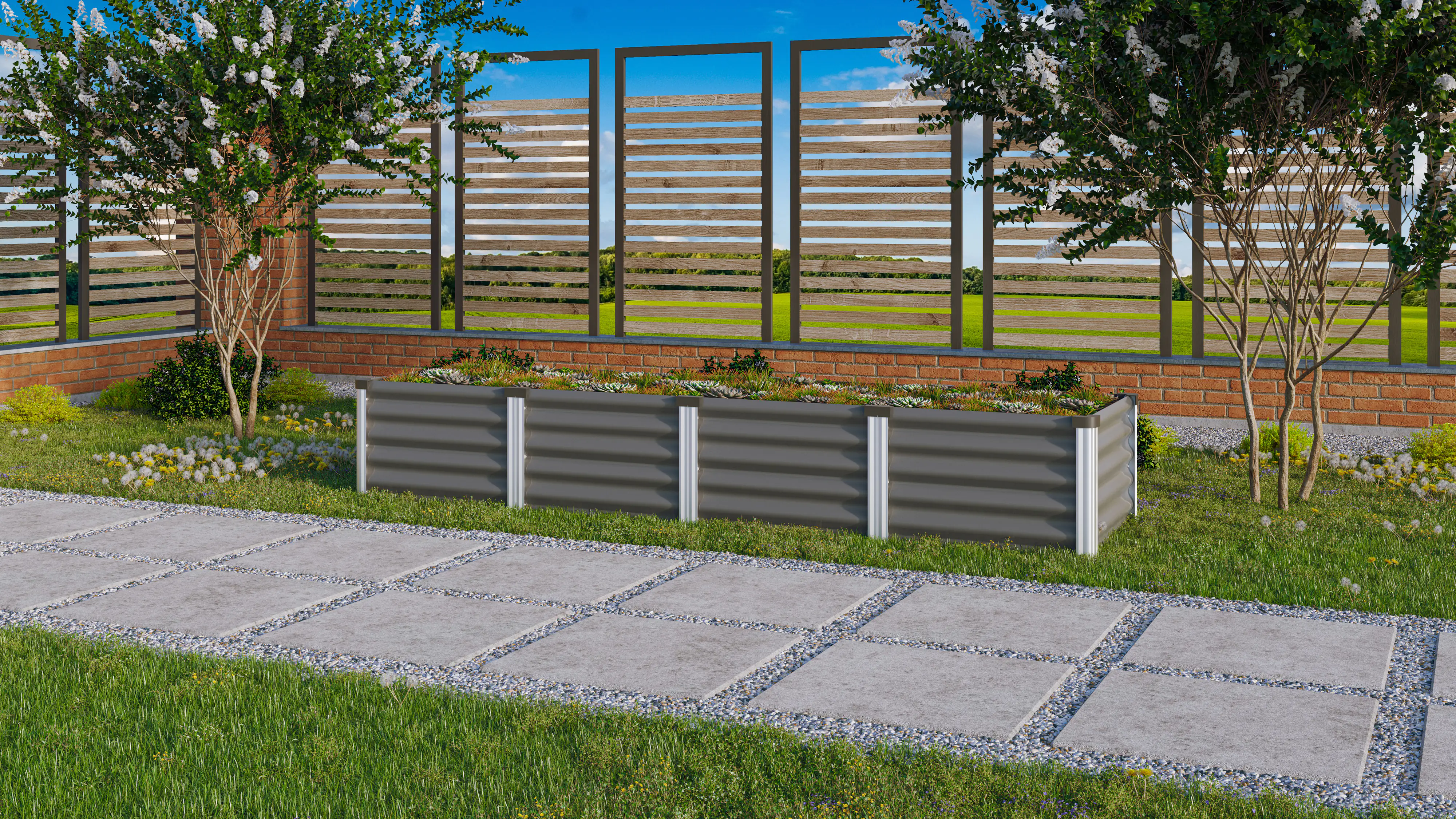 Vitavia Hochbeet Meta 65 x 245 x 40 cm granit aluminium