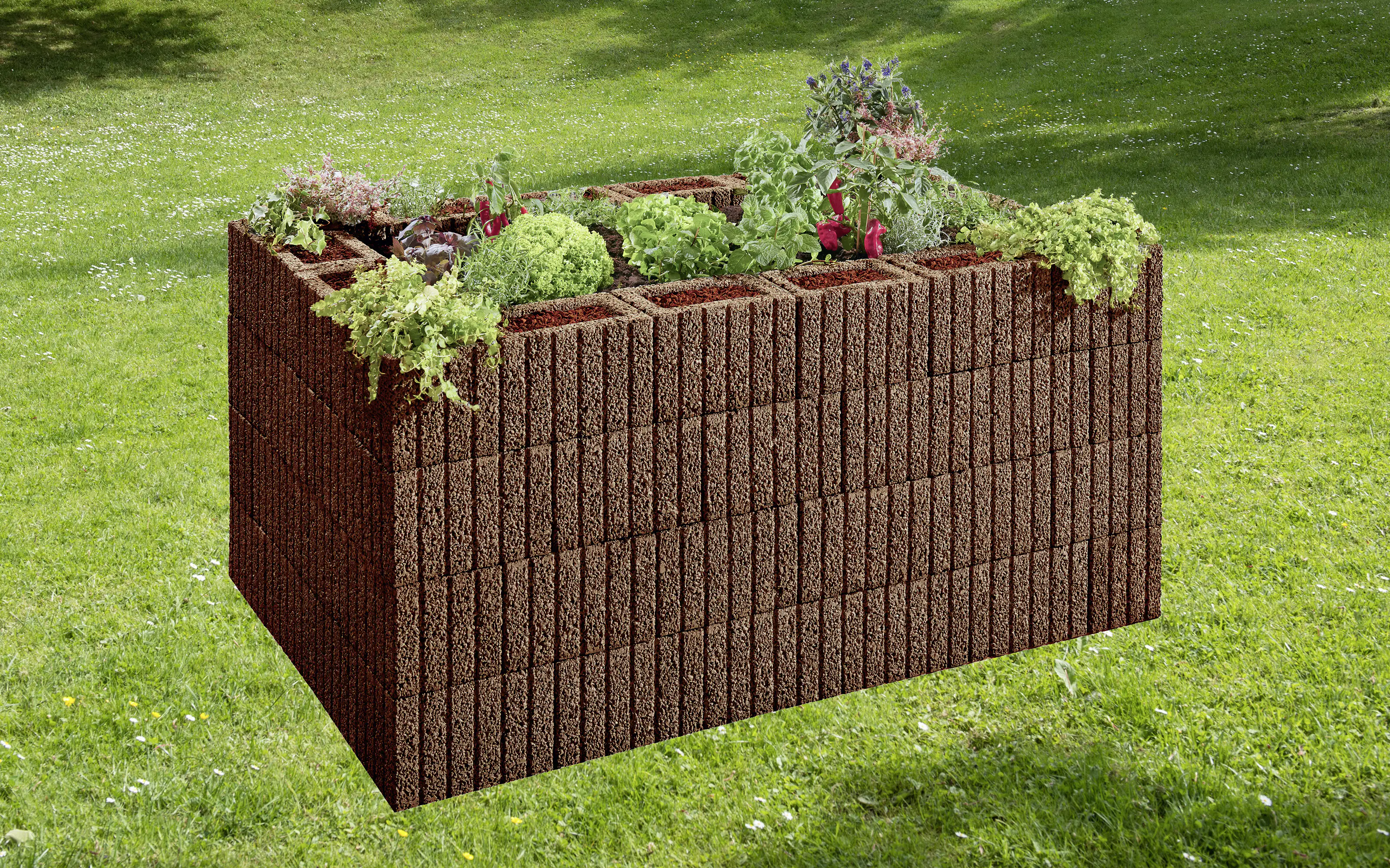 Kann Hochbeet-Set Pflanzstein Mini 170 x 110 x 80 cm braun