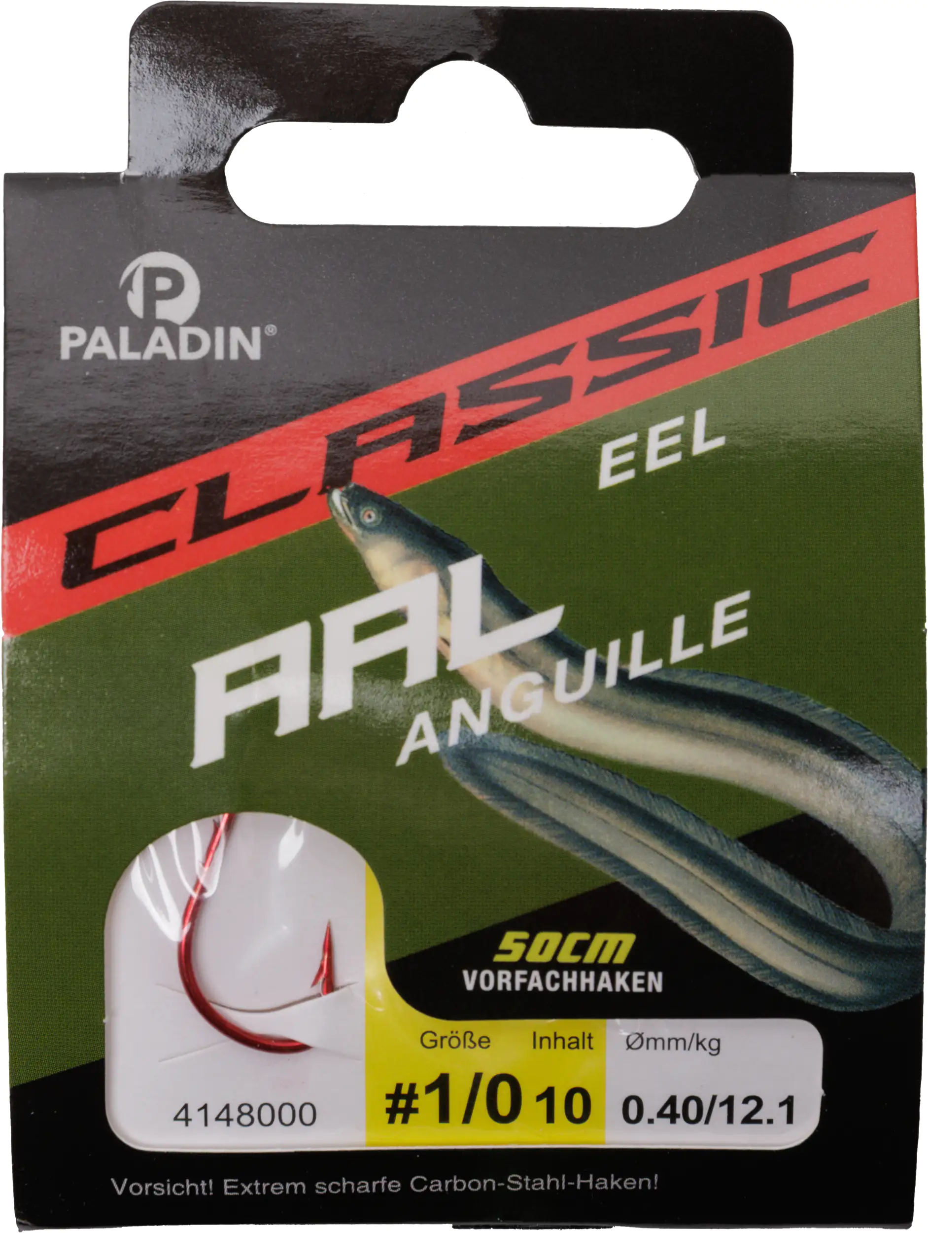 Paladin Aalhaken gebunden Größe 1/0 50 cm 10 Stück rot