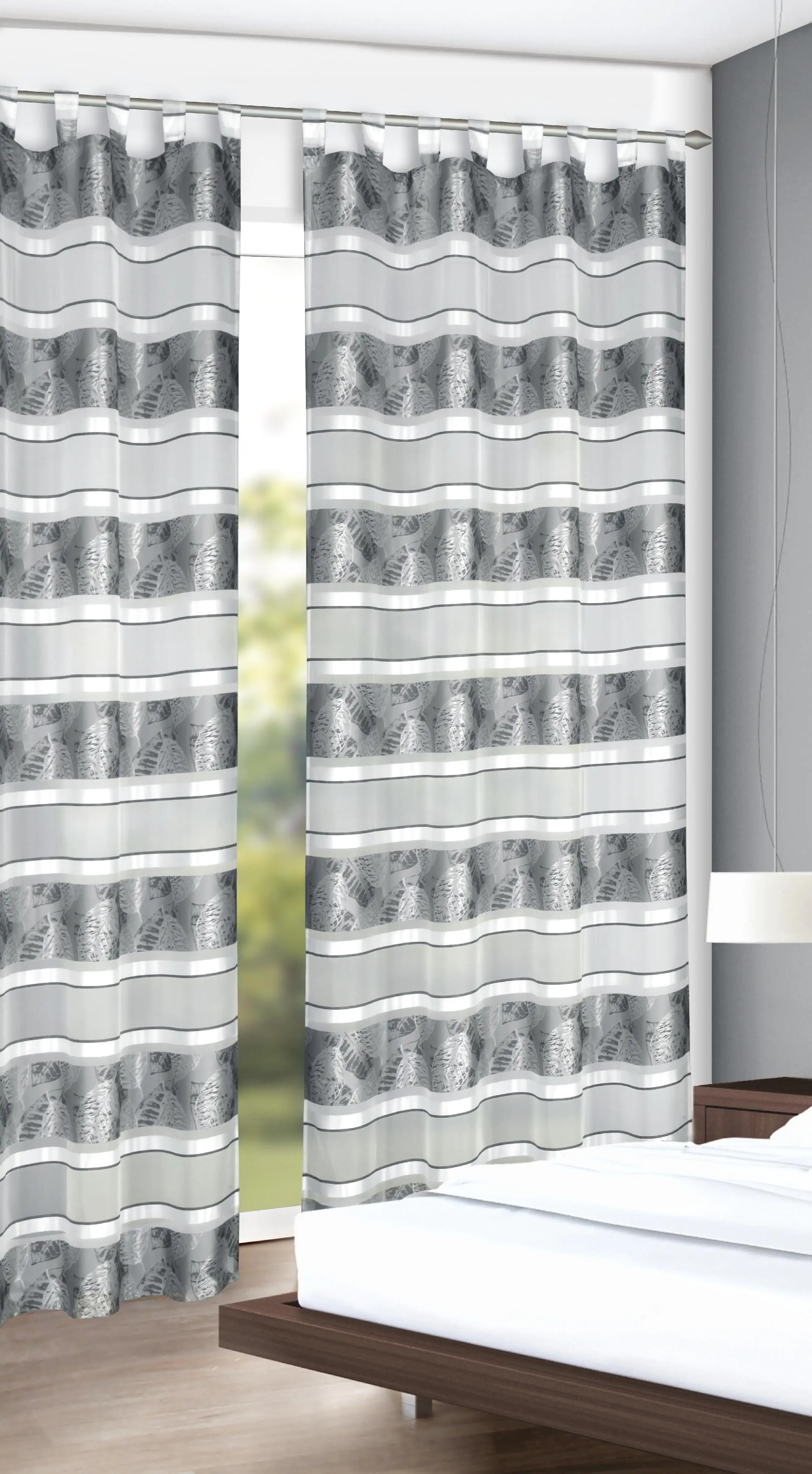 Neusser Collection Schlaufenschal mit Gardinenband Irma grau, 135 x 245 cm