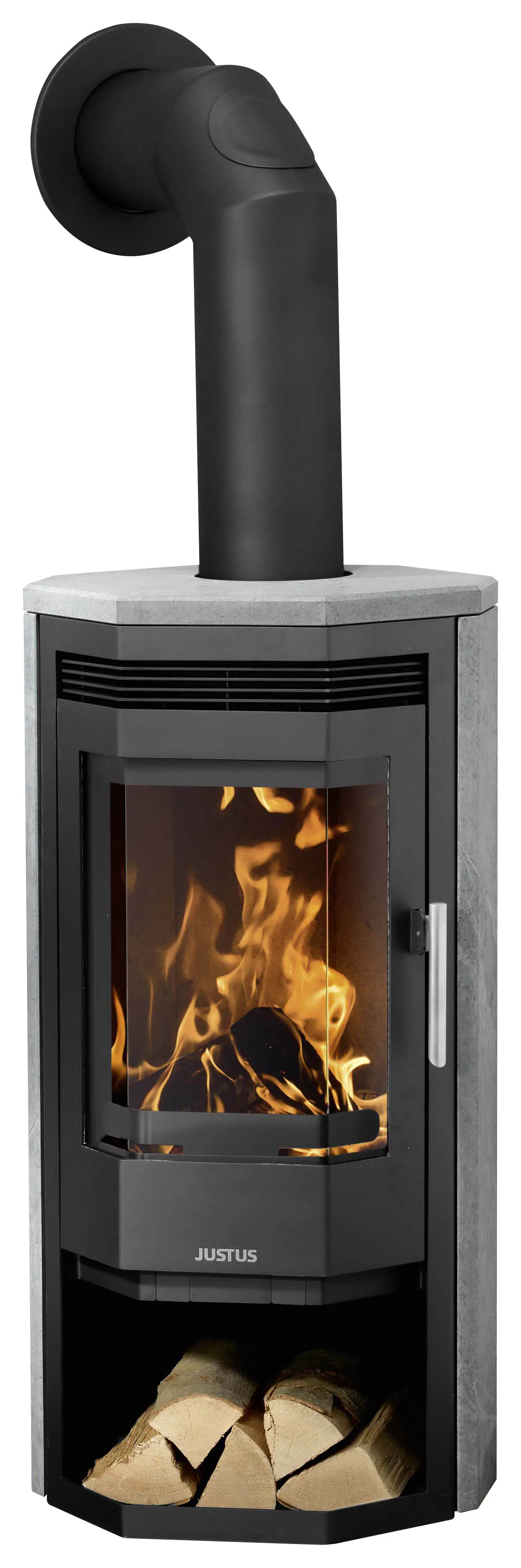 Justus Kaminofen Usedom 5 II Speckstein Stahl schwarz 5,5 kW Justus Kaminofen Usedom 5 II Speckstein Stahl schwarz 5,5 kW