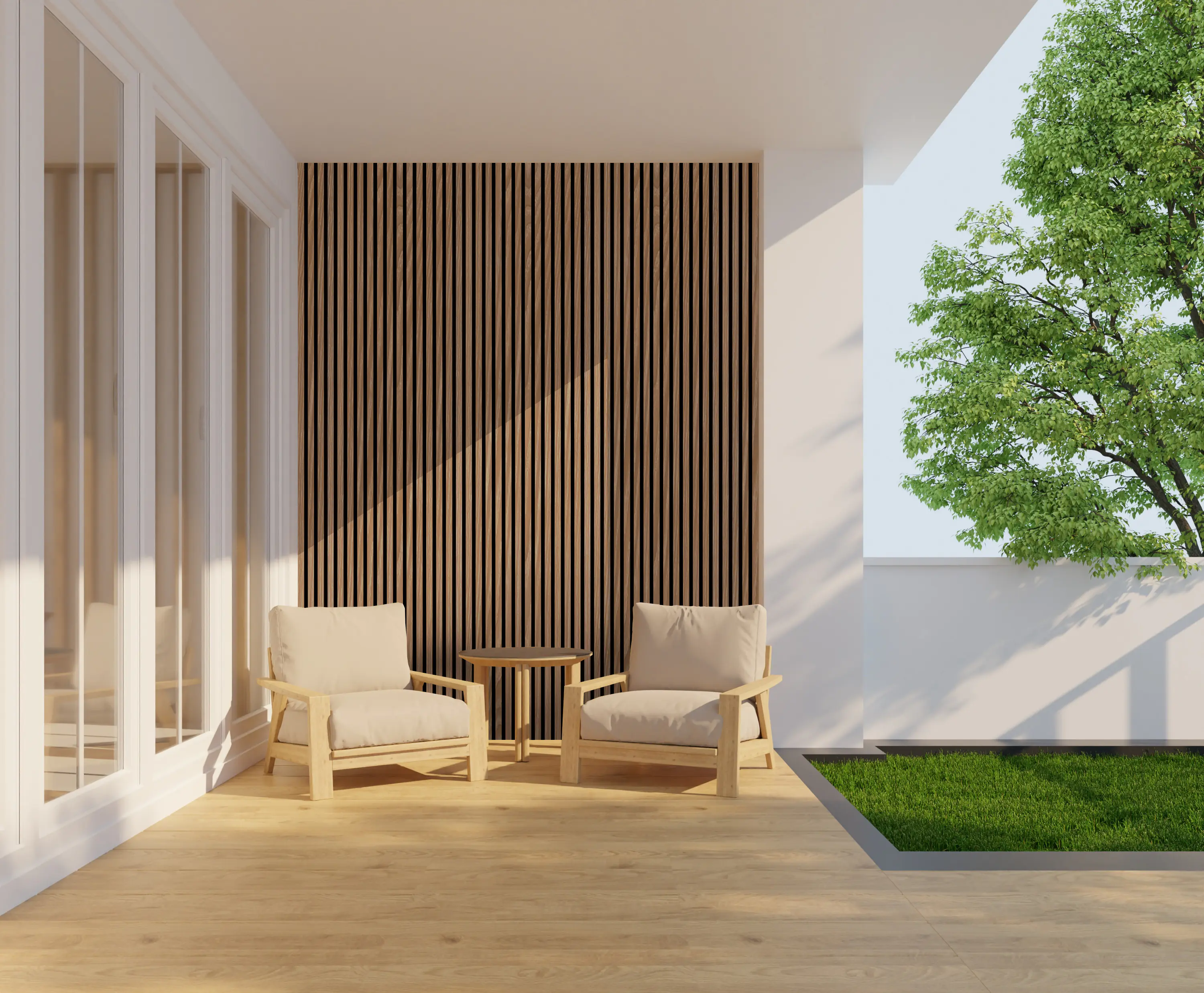 Neuhofer Akustikpaneel Eiche foliert 240 x 56,5 x 1,7 cm braun