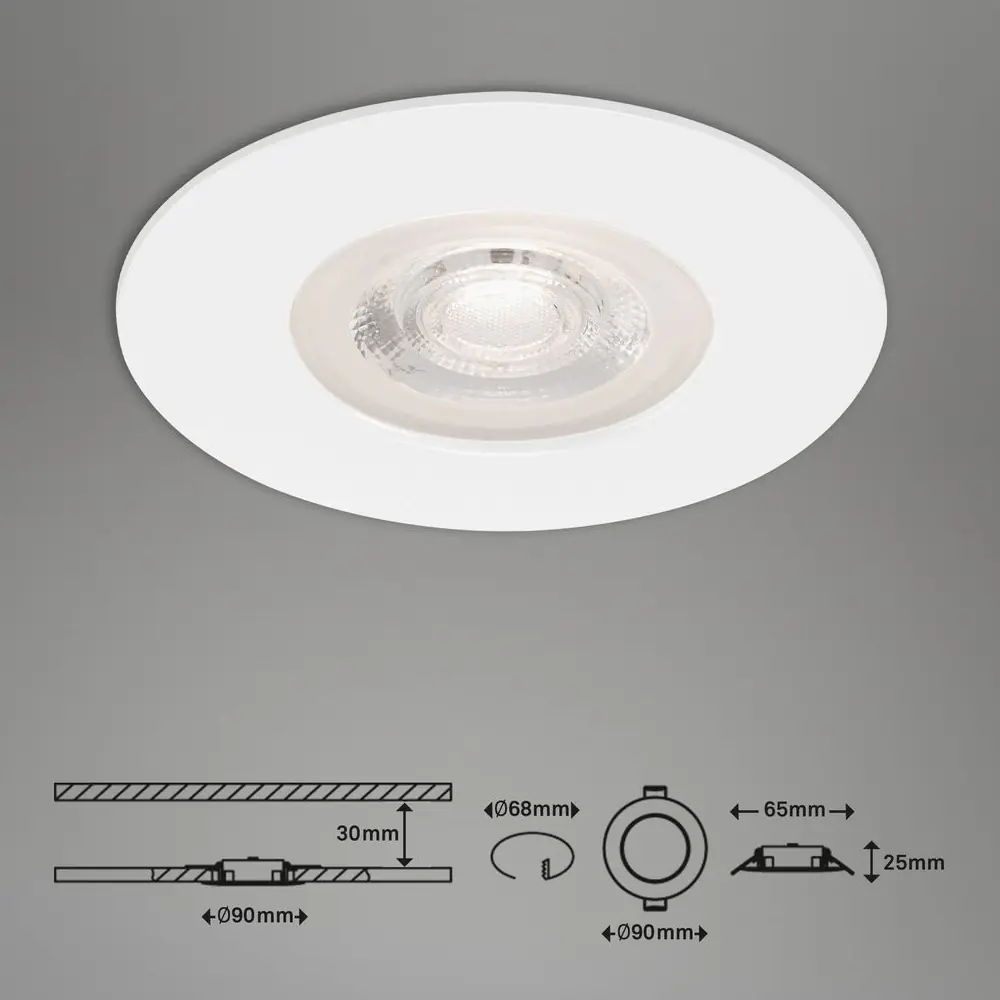 Briloner 3er Set LED Einbauleuchte Kulana weiß Ø 9 cm warmweiß