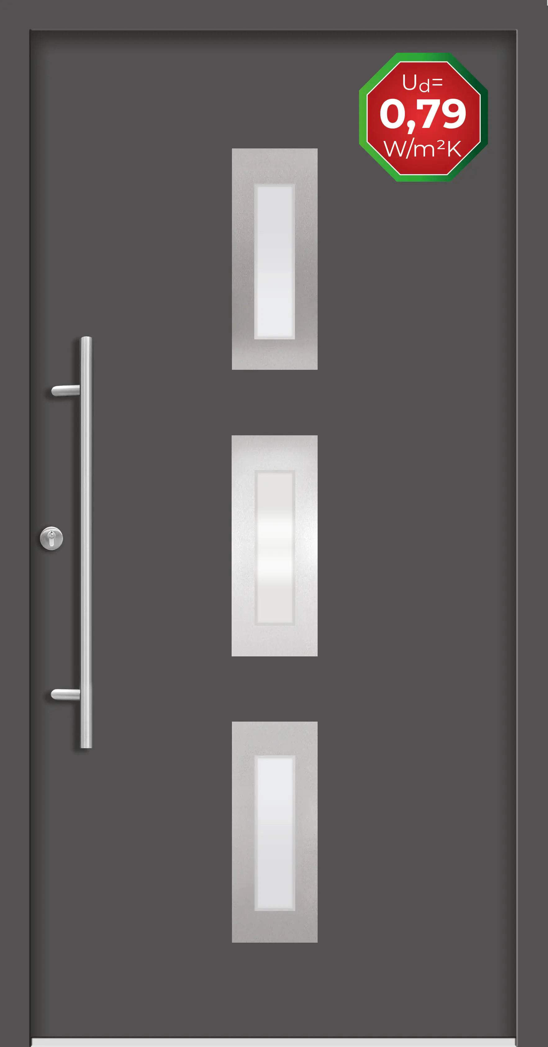 Splendoor Haustür Passivedoor Premium B02 Anthrazit DIN Links 100 x 210 cm