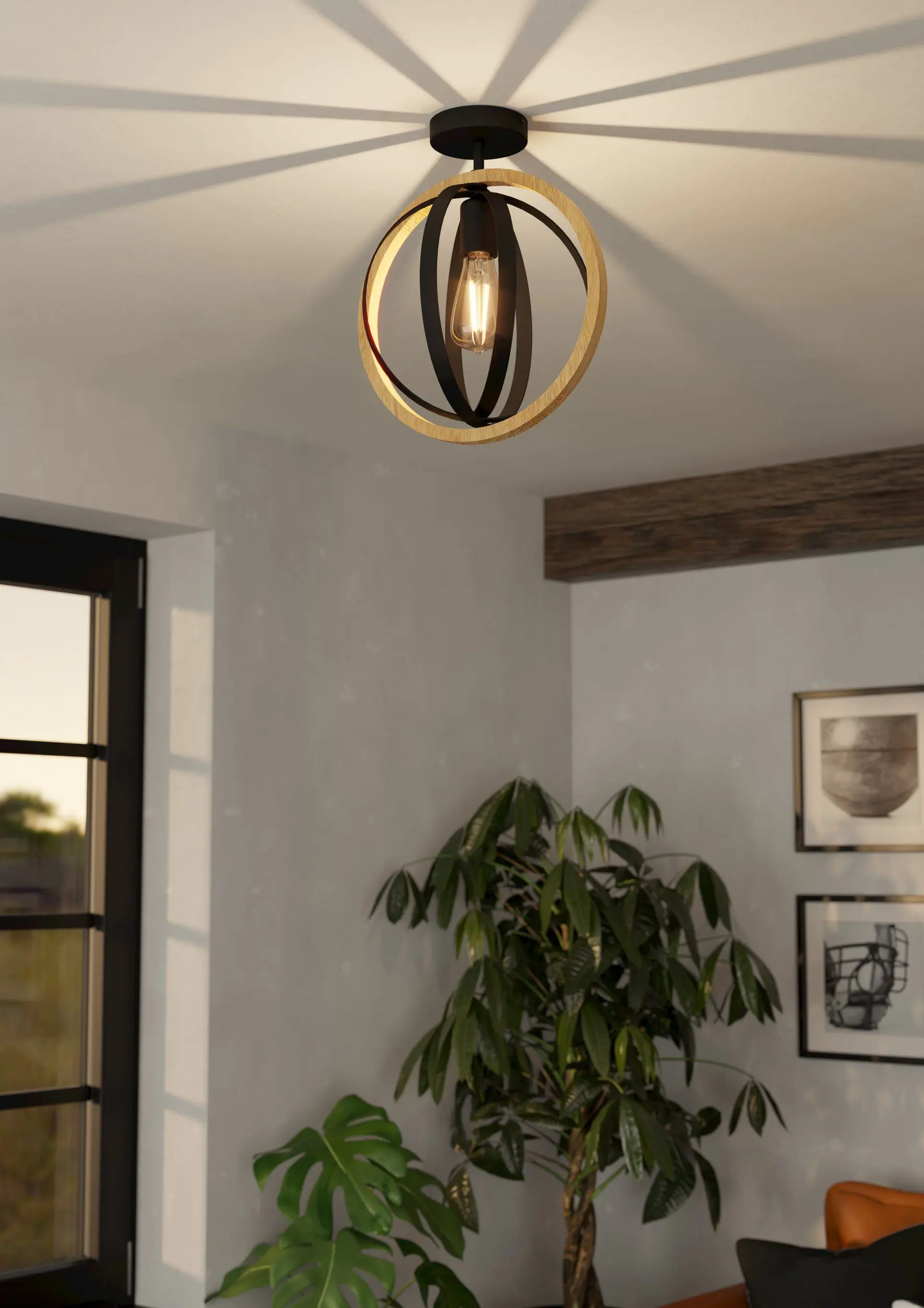 Eglo Deckenleuchte Basildon schwarz-braun Ø 32 cm schwarz, braun