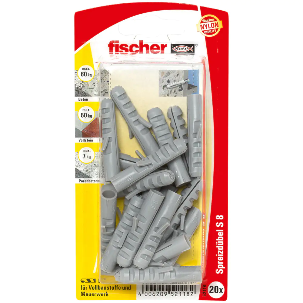 Fischer Dübel S 8.0 x 40 mm - 20 Stück Fischer Dübel S 8.0 x 40 mm - 20 Stück