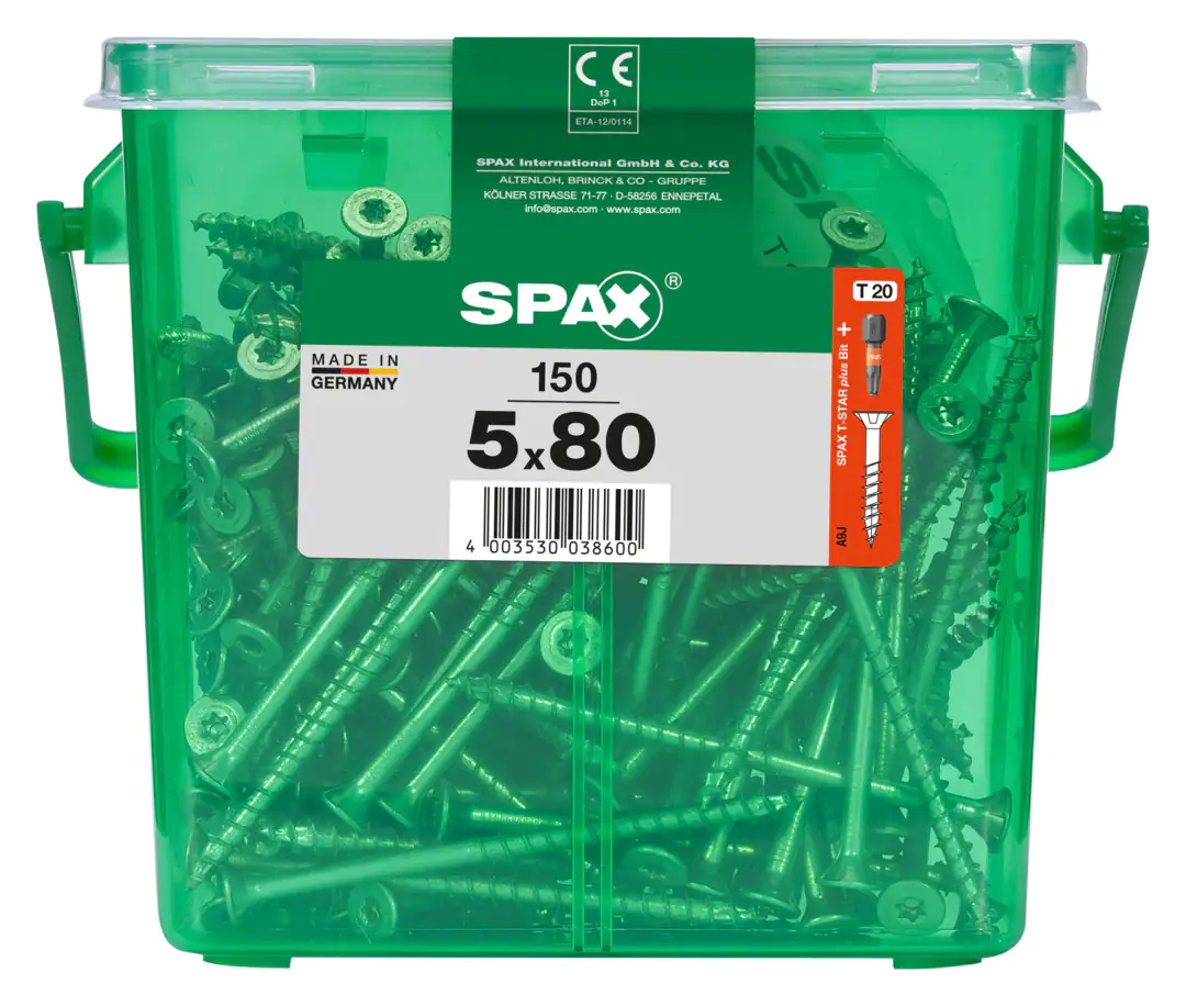 Spax Universalschrauben 5.0 x 80 mm TX 20 Senkkopf - 150 Stk. Spax Universalschrauben 5.0 x 80 mm TX 20 Senkkopf - 150 Stk.