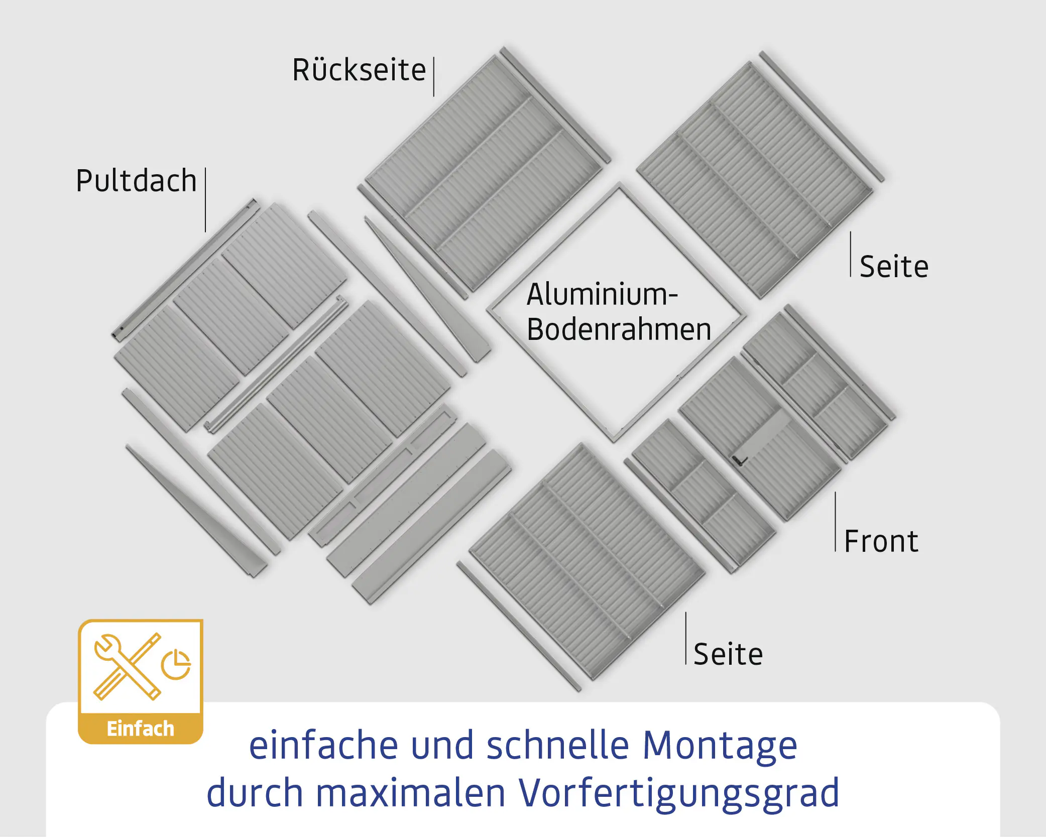 EcoStar Gerätehaus Elegant-P Typ 1 anthrazitgrau 247,9 x 153 x 228,6 cm
