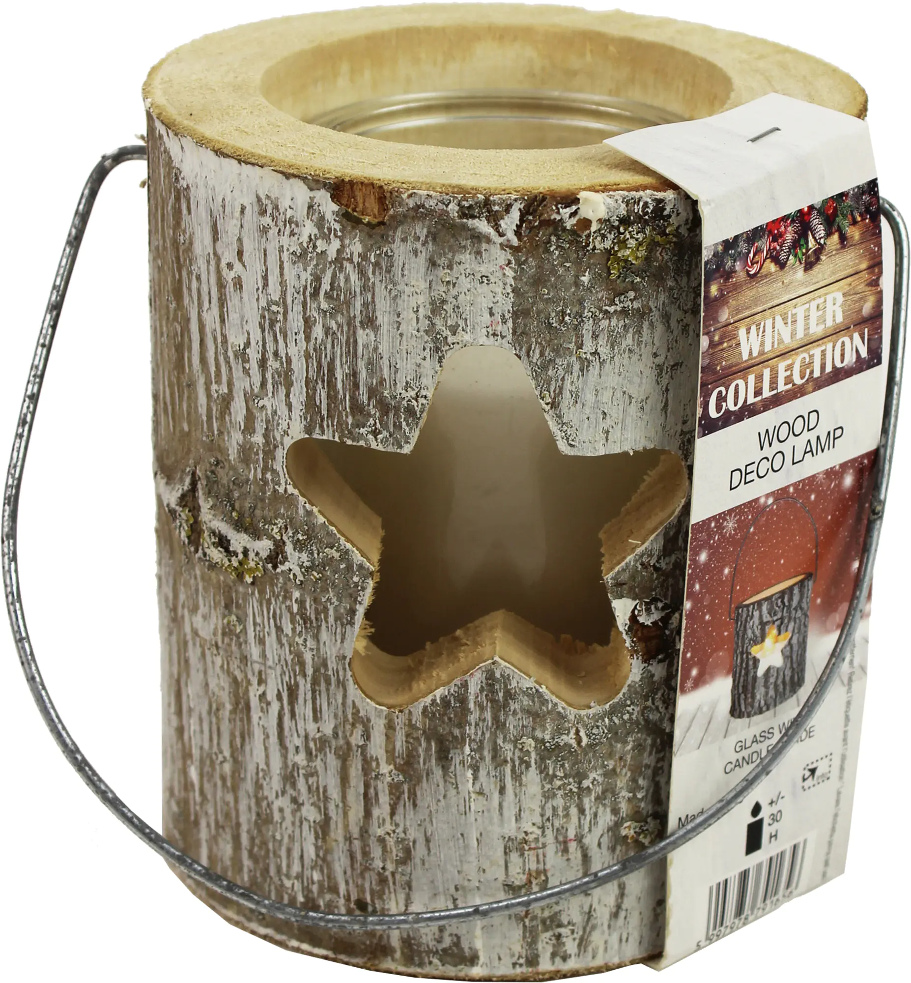 House of Rustic Holzlaterne weiß Stern Motiv Ø 13 x 15 cm