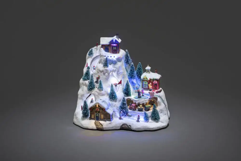 Konstsmide LED Szenerie Skipiste,Animation, 8 klassischen Weihnachtsliedern