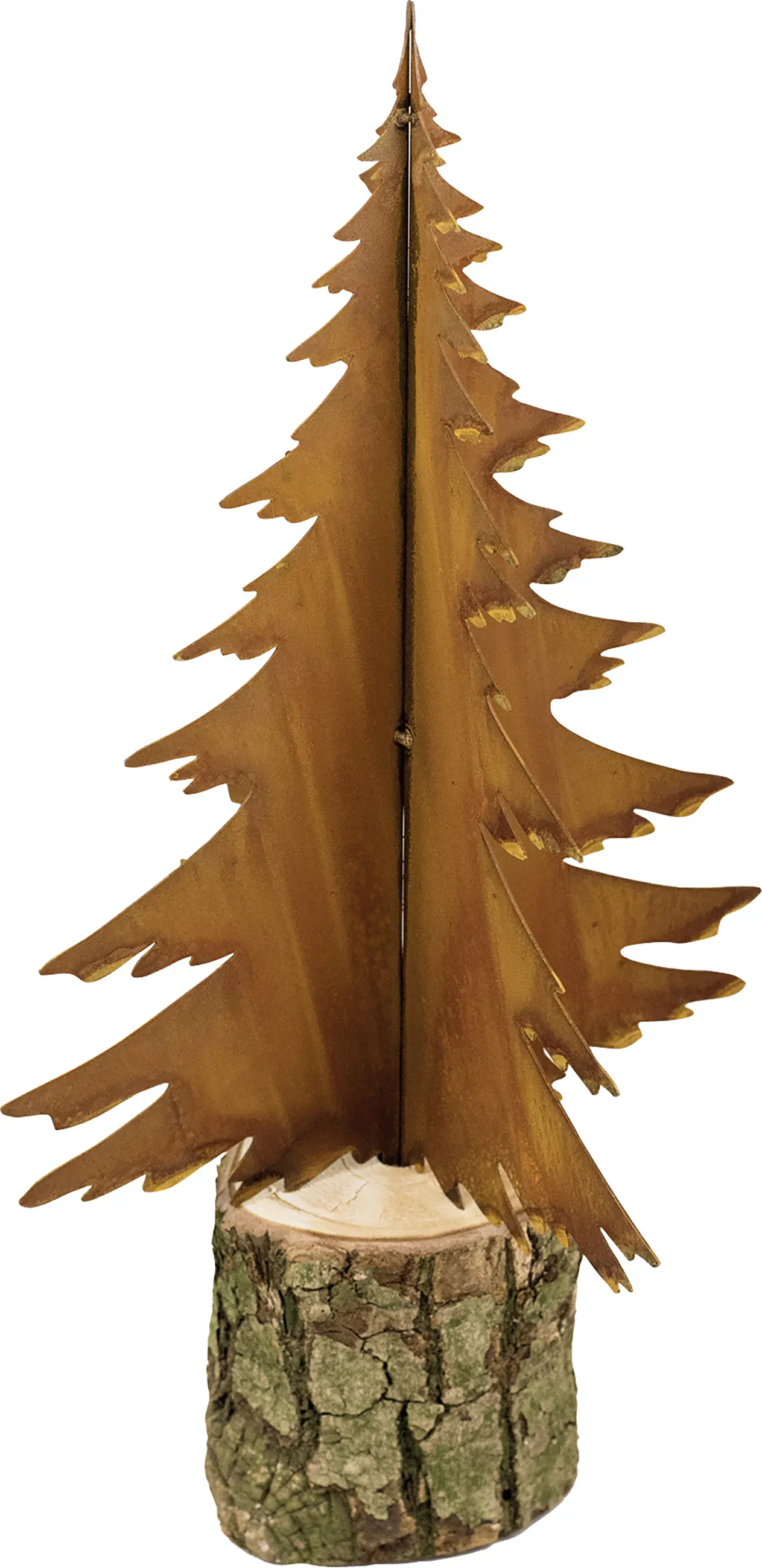 Badeko Dekofigur Tannenbaum auf Baumstamm 33 cm rostbraun