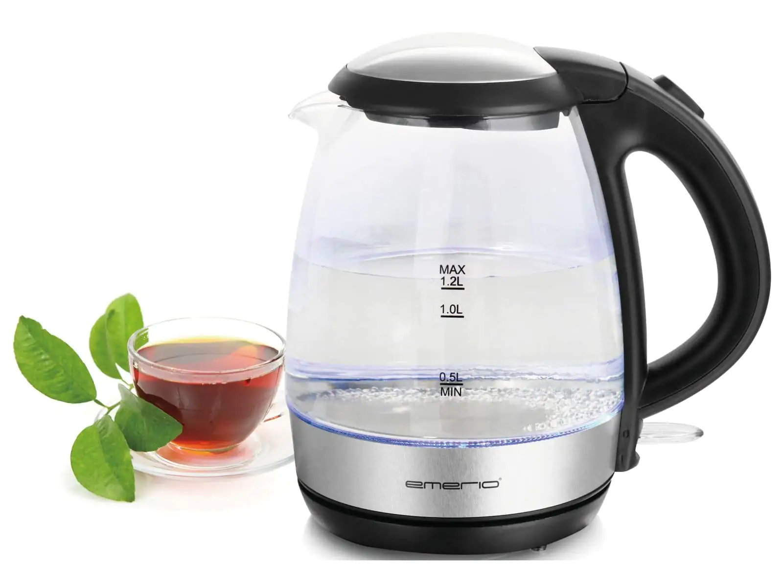 Emerio Glas-Wasserkocher WK-125145, 1,2 Liter, 2200 Watt
