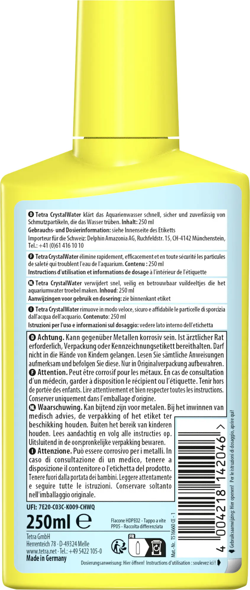 Tetra Wasseraufbereitung Crystal Water Süßwasseraquarien 250 ml Tetra Wasseraufbereitung Crystal Water Süßwasseraquarien 250 ml