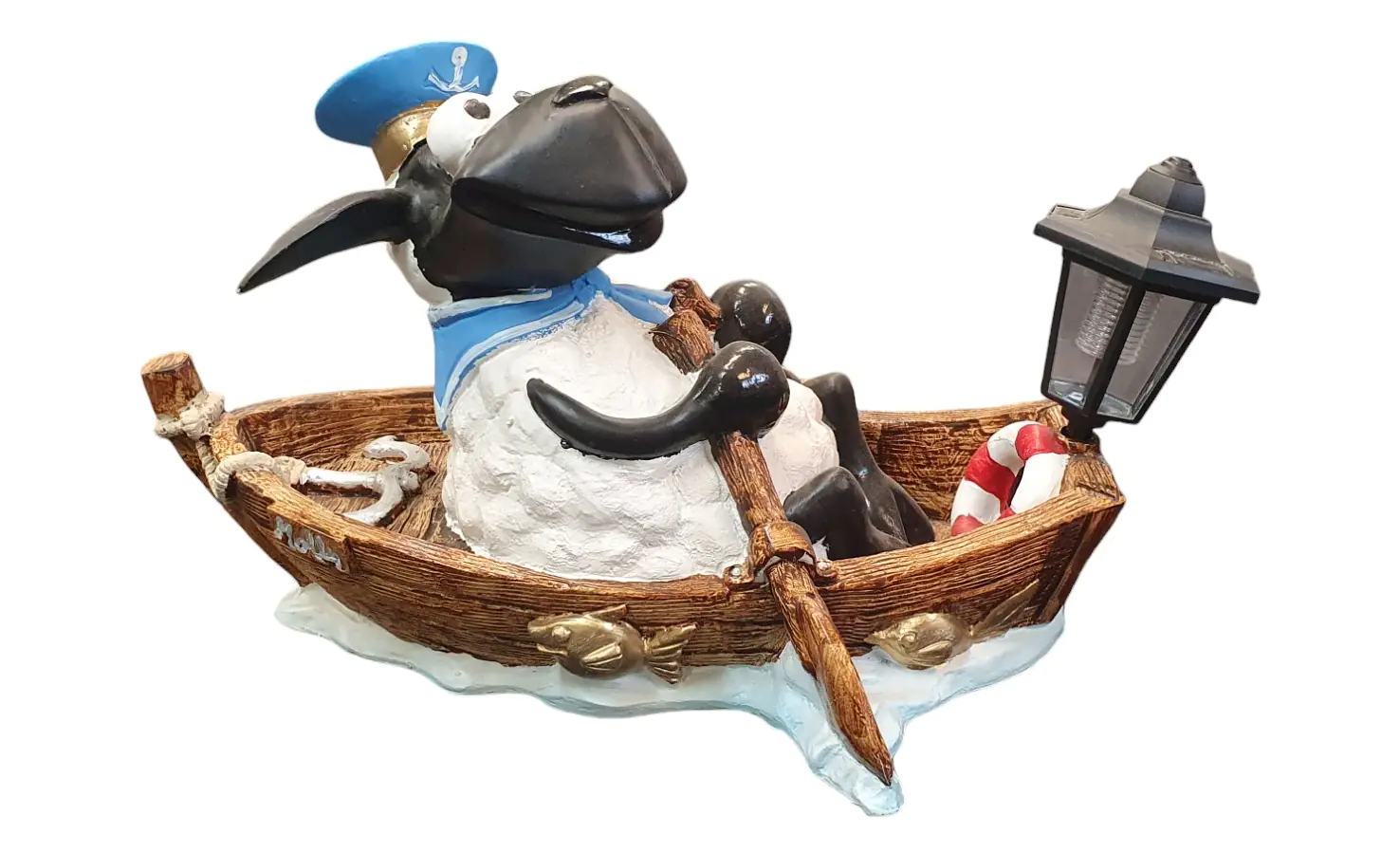 Figur Molly im Boot 30 x 34 x 45 cm bunt