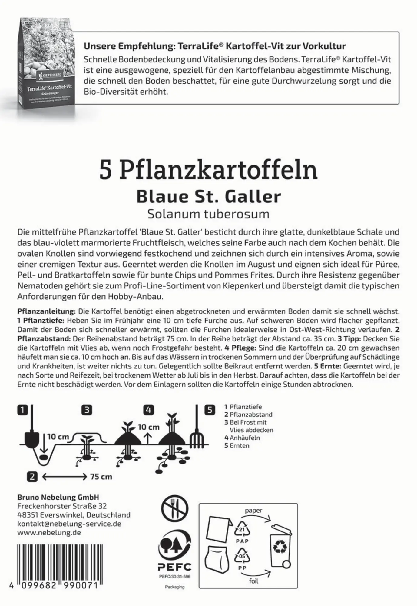 Kiepenkerl Pflanzkartoffel Blaue St. Galler 5 Stück