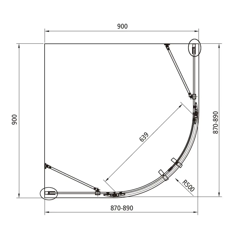 Primaster Runddusche Easy-8 Drehtür 90 x 90 cm Klarglas chrom Primaster Runddusche Easy-8 Drehtür 90 x 90 cm Klarglas chrom