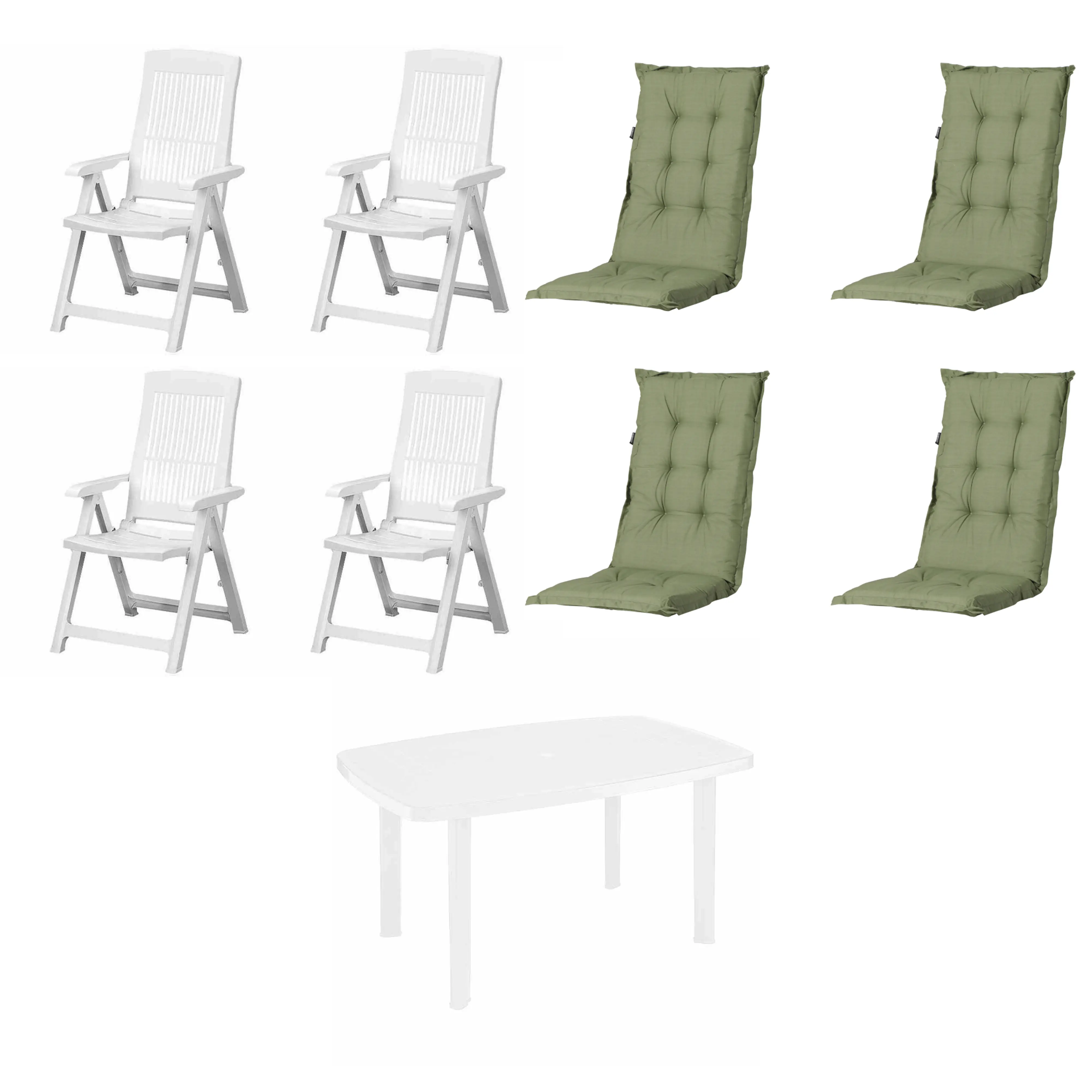 Progarden Garten-Essgruppe Tampa + Faro 4 Personen Kunststoff weiß/grün 