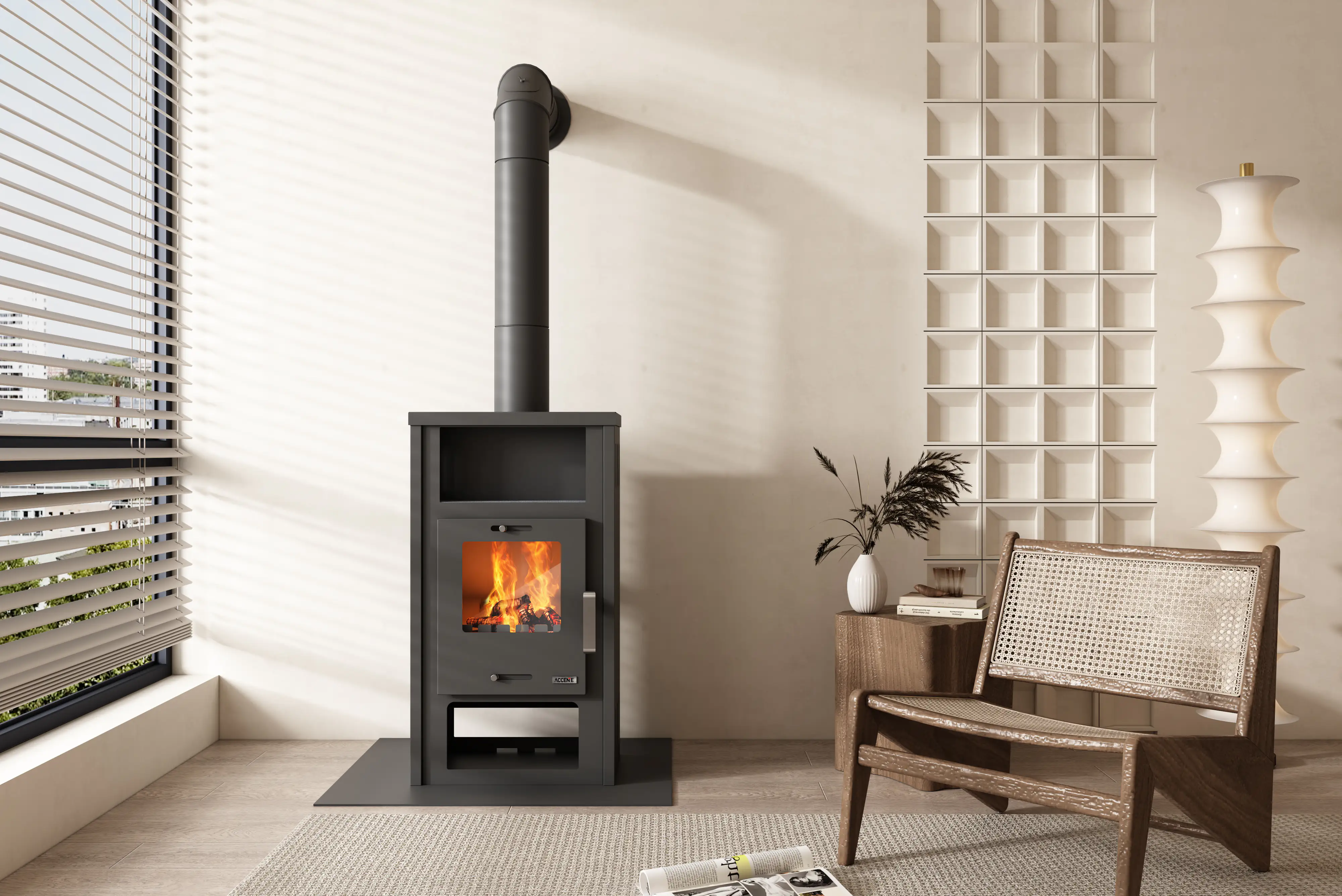 Accente Kaminofen Europa Stahl grau 7 kW