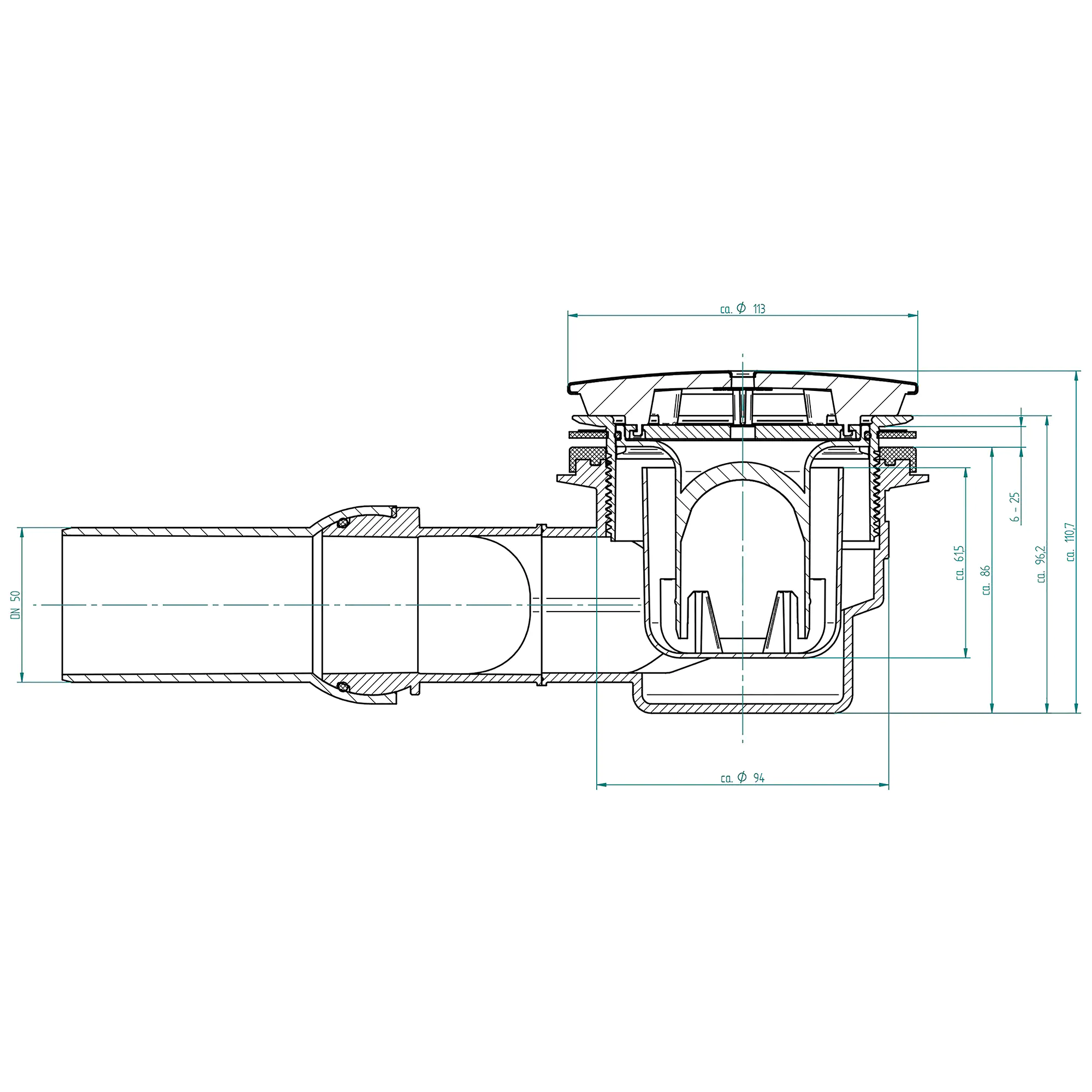 Schulte Ablauf für Duschwanne Edelstahl waagerecht 9 cm Schulte Ablauf für Duschwanne Edelstahl waagerecht 9 cm