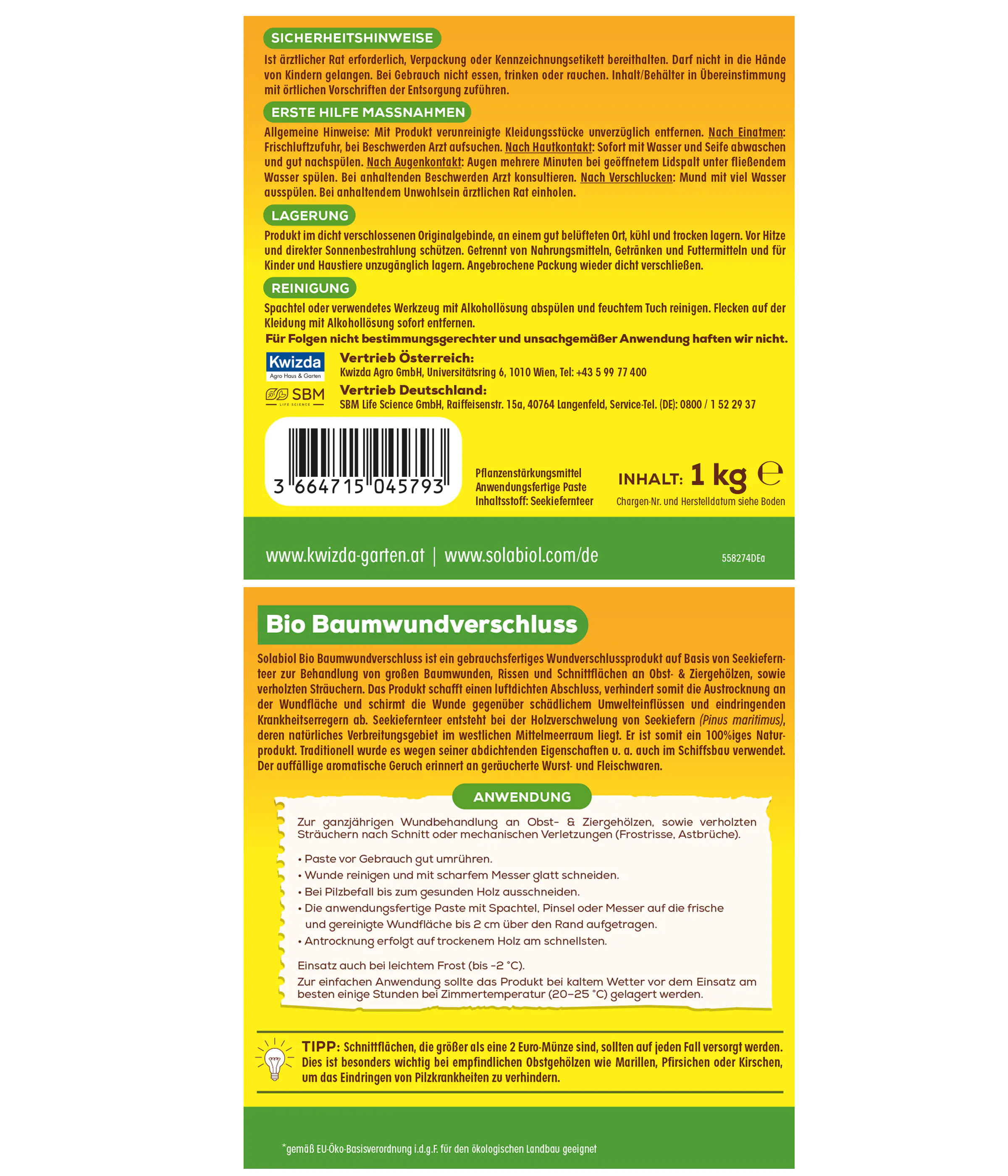 Solabiol Bio Baumwundverschluss 1 kg Solabiol Bio Baumwundverschluss 1 kg