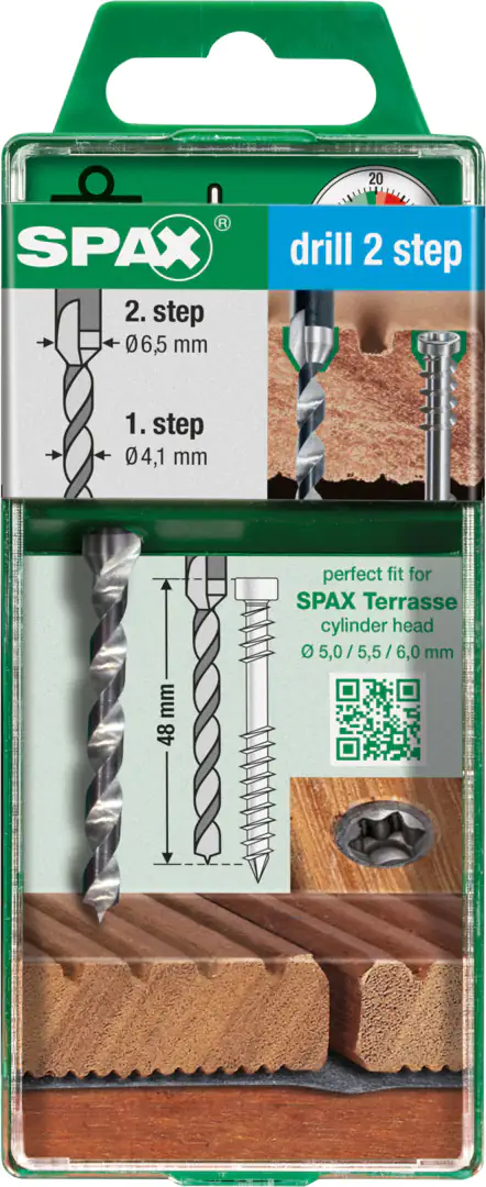 Spax Terrassen-Stufenbohrer HSS Drill 2 step Ø 4,1 und 6,5 mm Sechskant Spax Terrassen-Stufenbohrer HSS Drill 2 step Ø 4,1 und 6,5 mm Sechskant