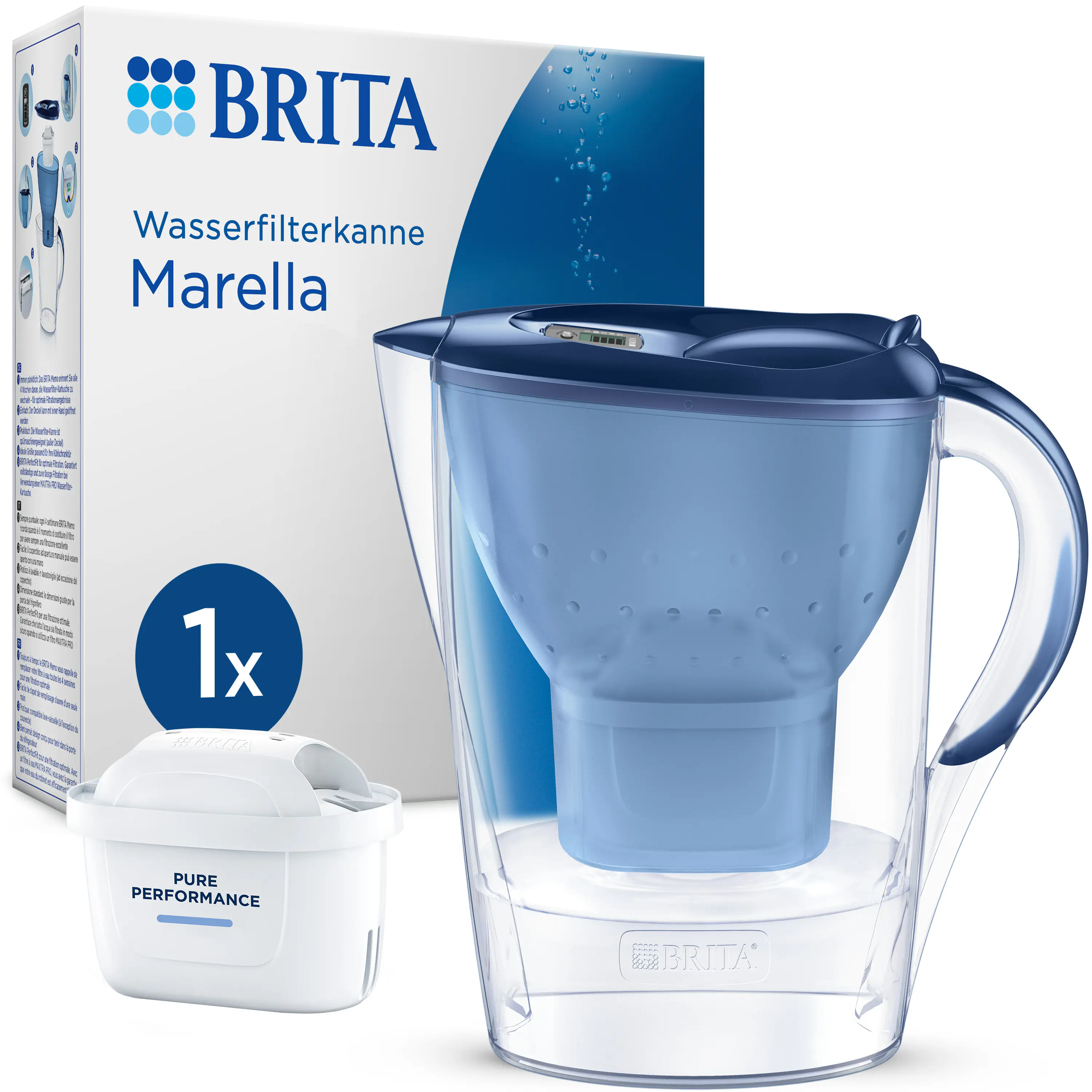 Brita Wasserfilter-Kanne Marella blau 2,4 l Füllmenge