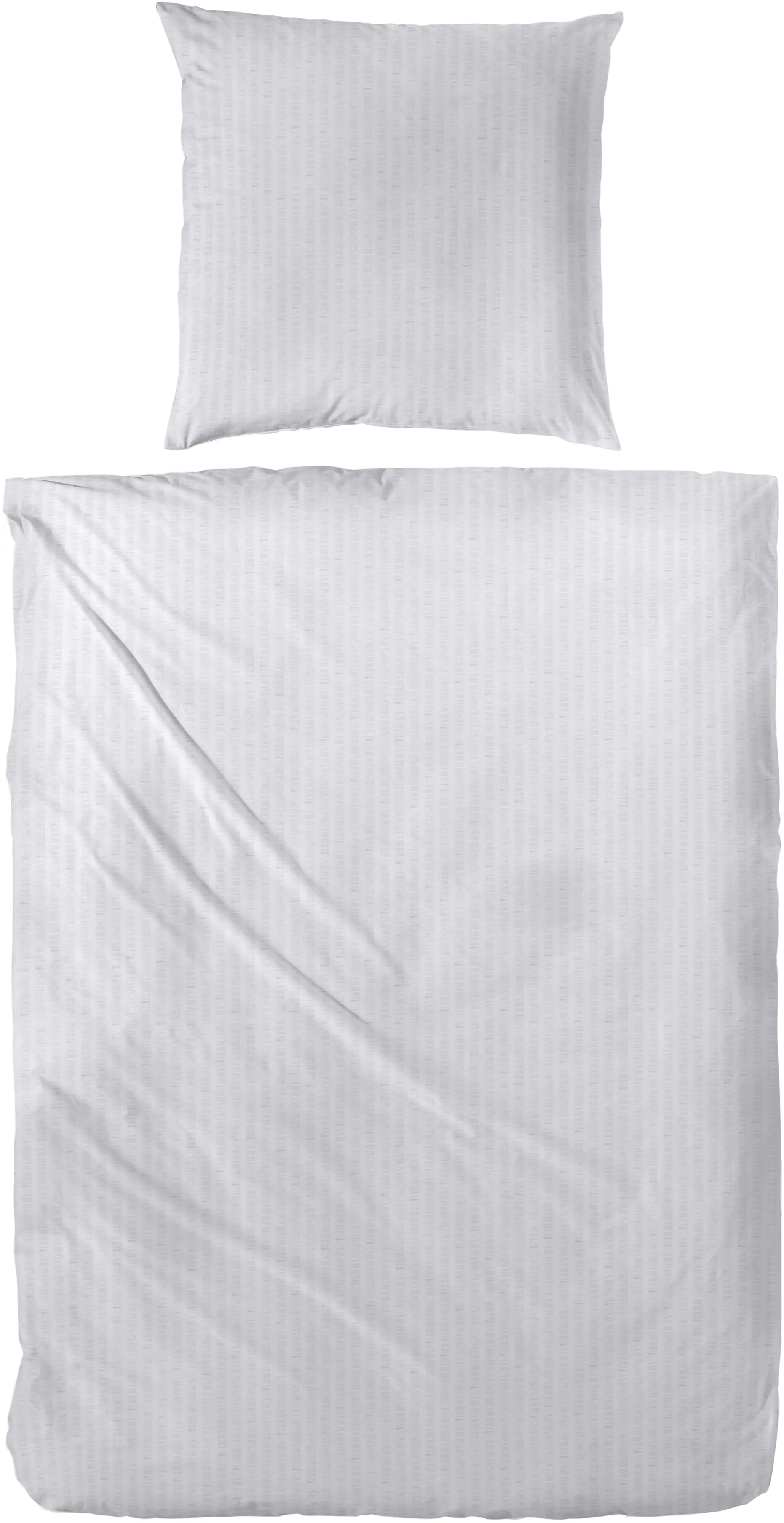 Baumwoll Seersucker Bettwäsche 155 x 220 cm hellgrau