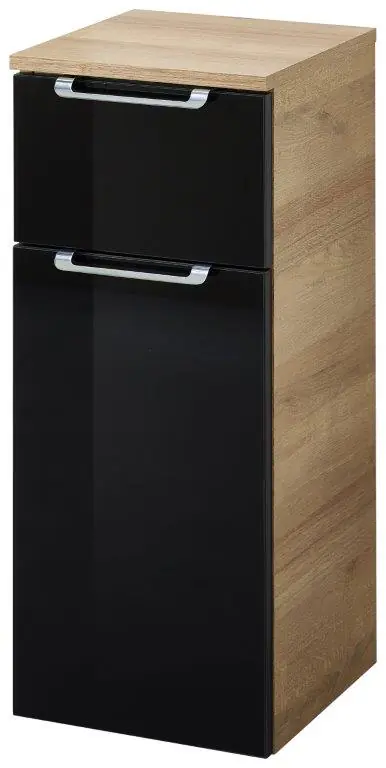 Pelipal Badschrank Münster Riviera Eiche Dekor schwarz 30 x 70 cm
