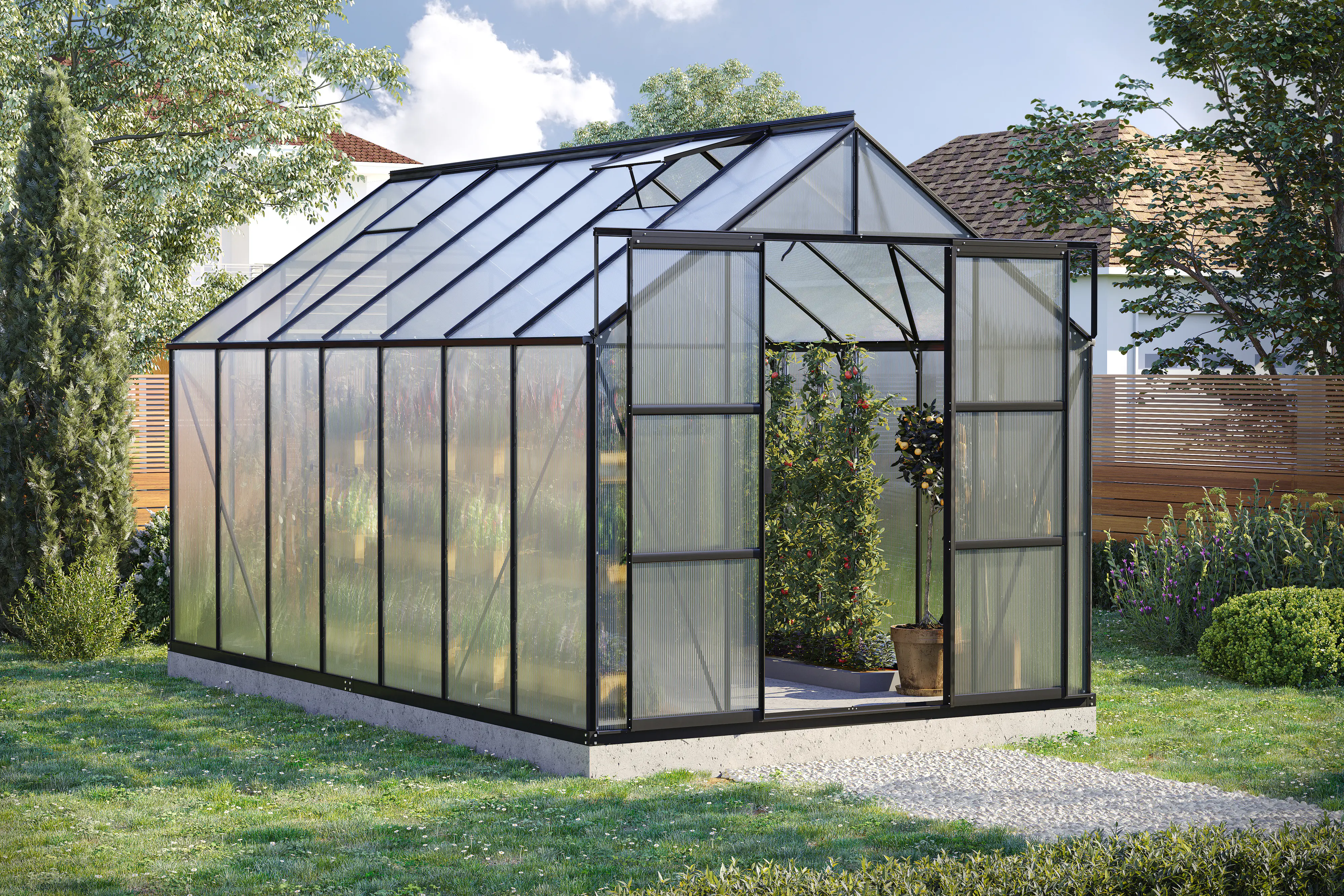 Vitavia Gewächshaus-Set Uranus 11500 HKP 4 mm schwarz 254 x 441 cm 