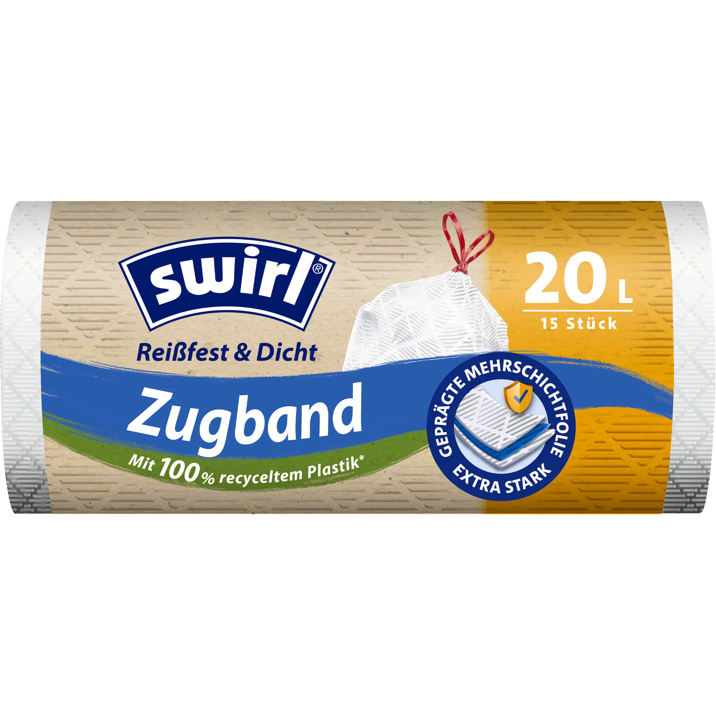Swirl® 20 l Zugband- Müllbeutel  Reißfest & Dicht