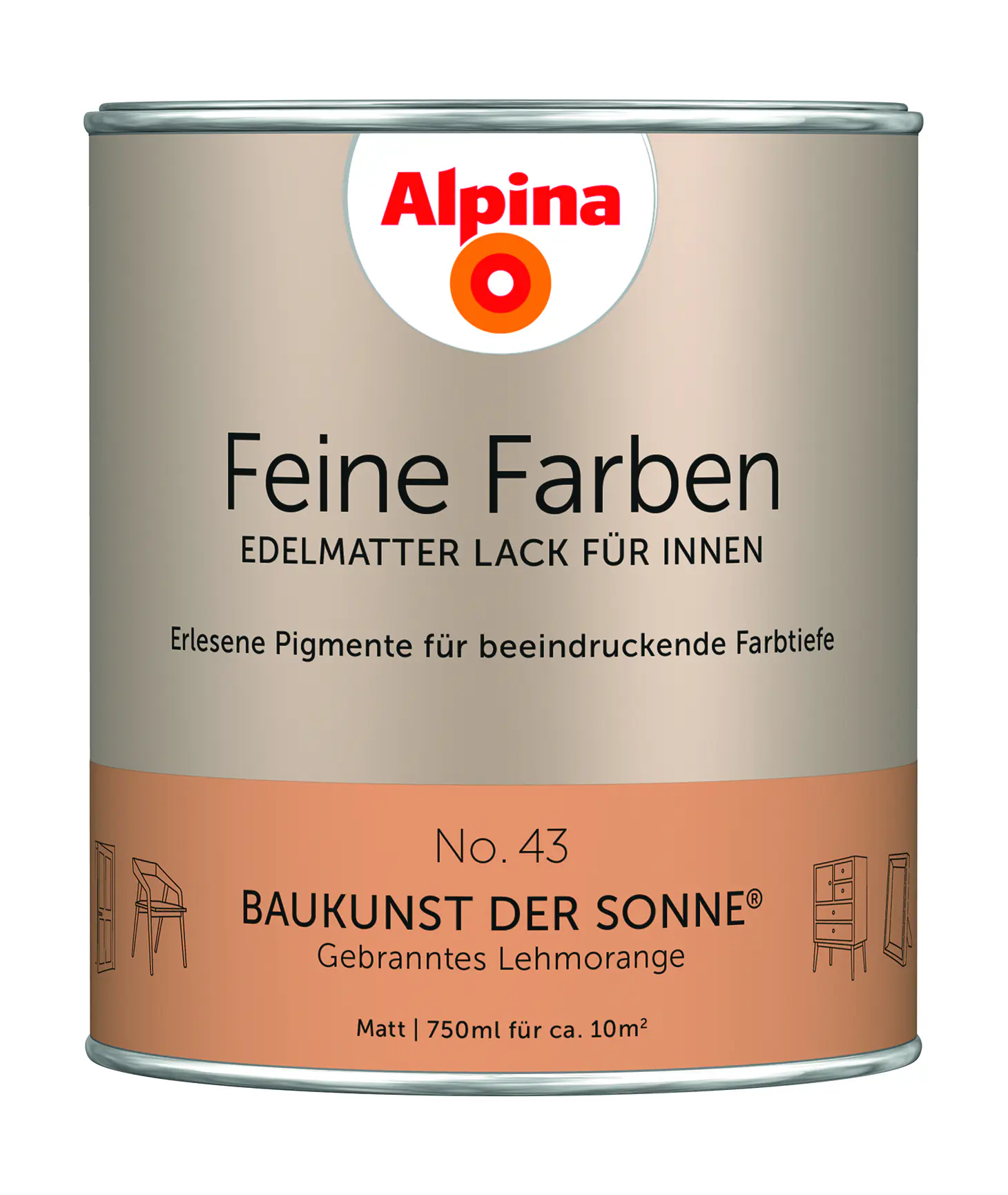 Alpina Feine Farben Lack No. 43 Baukunst der Sonne - lehmorange 750 ml