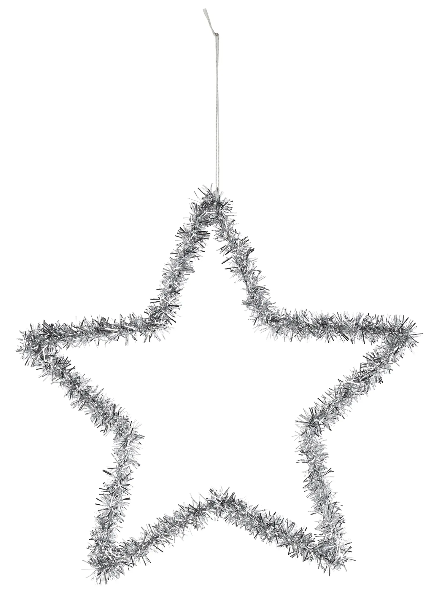 Dekohänger Stern mit Folienfäden 25 cm silber 