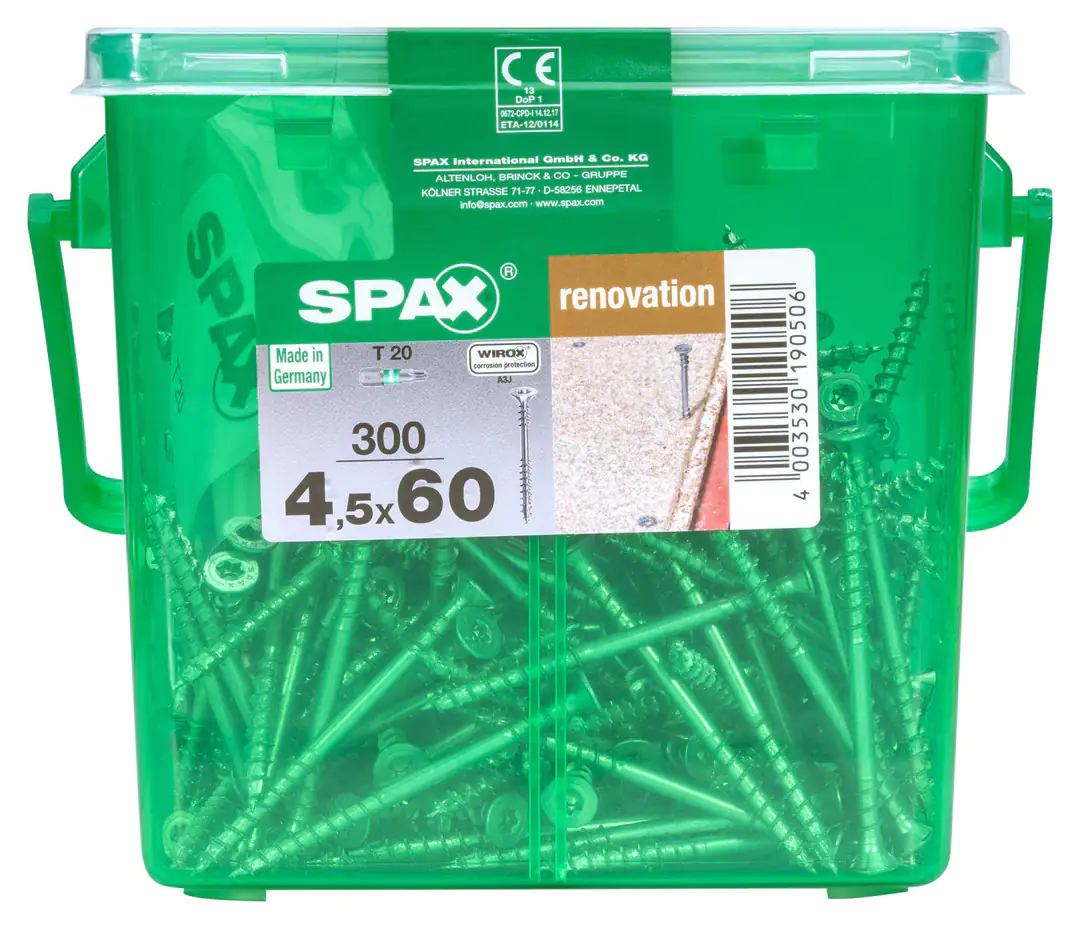 Spax Verlegeschrauben 4.5 x 60 mm TX 20 - 300 Stk. Spax Verlegeschrauben 4.5 x 60 mm TX 20 - 300 Stk.