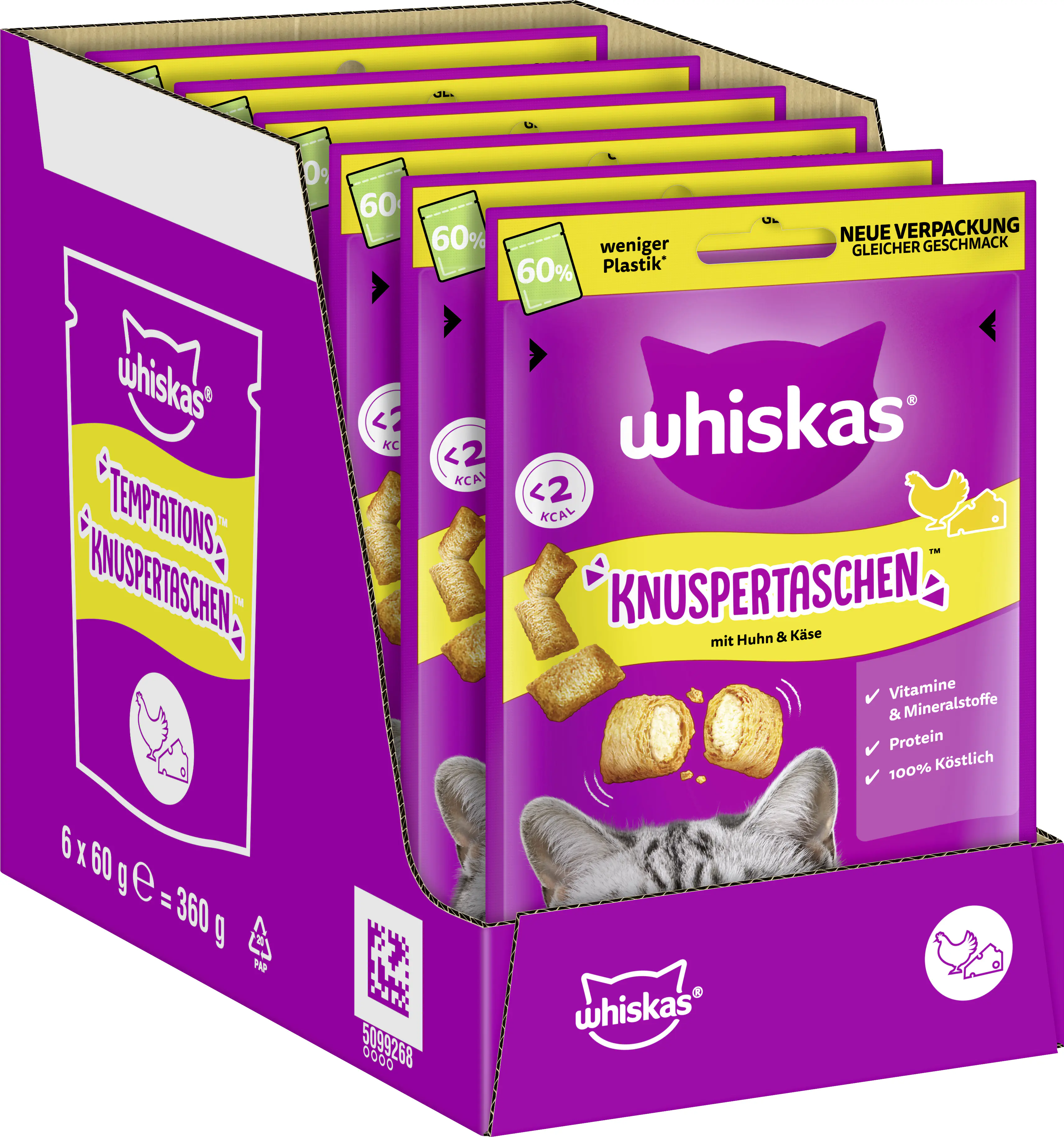 Whiskas Knuspertaschen Katzensnack 60 g Huhn & Käse