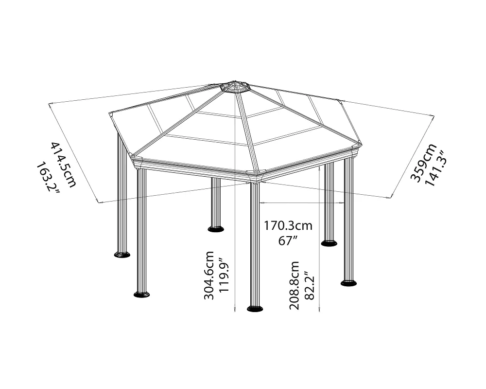 Canopia Pavillon Roma 414 x 359 cm, grau