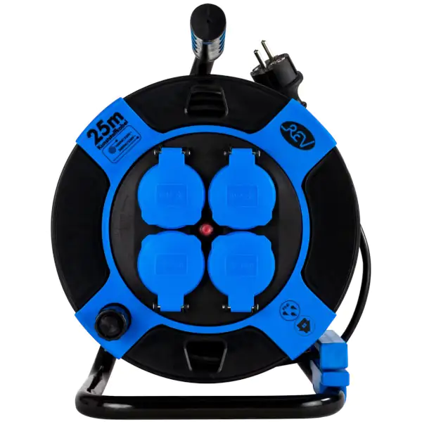 REV Kabeltrommel 25m Außen Kompakt, H05VV-F3G1,5, blau