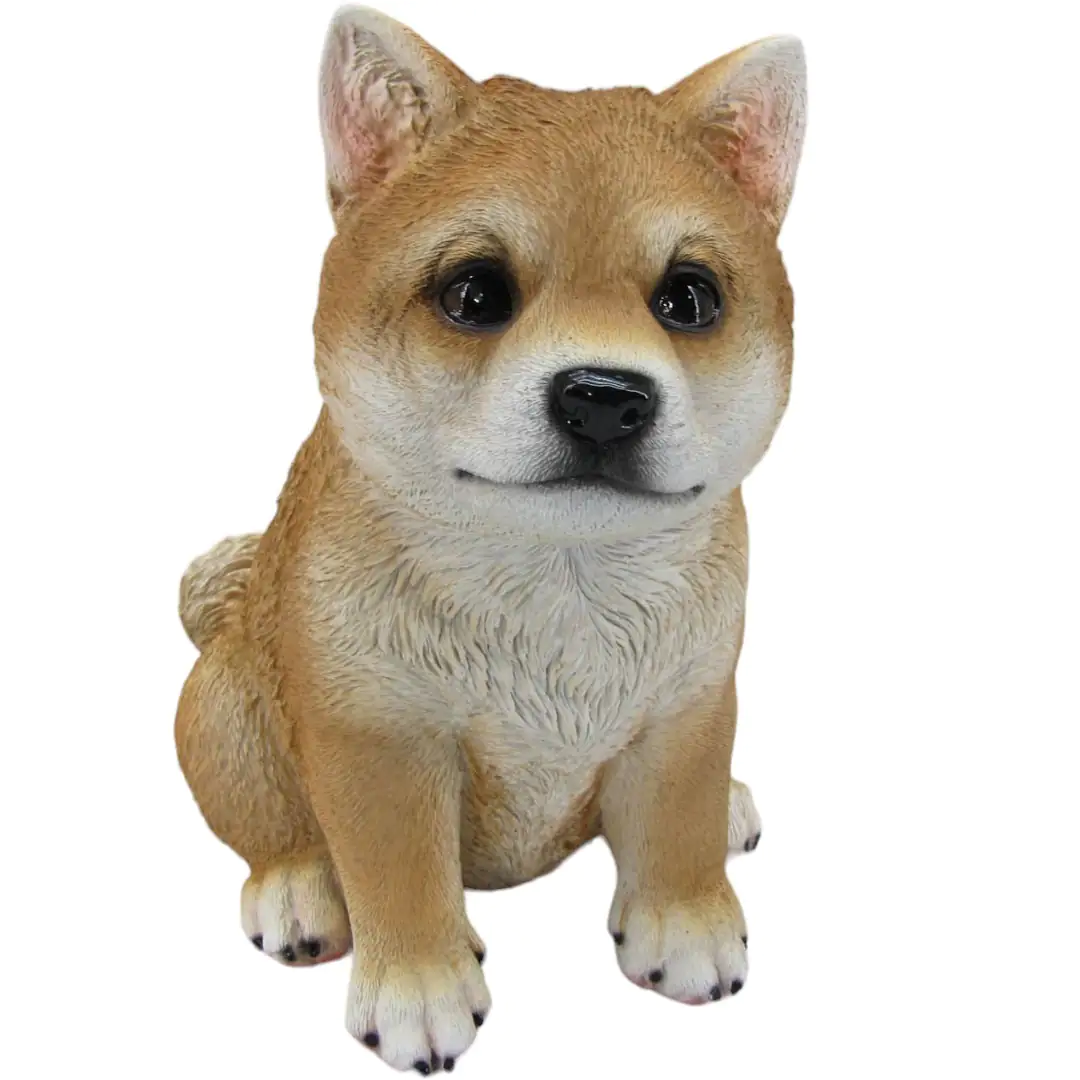 Dekofigur Hund Shiba Inu sitzend 19 x 12 x 17 cm hellbraun