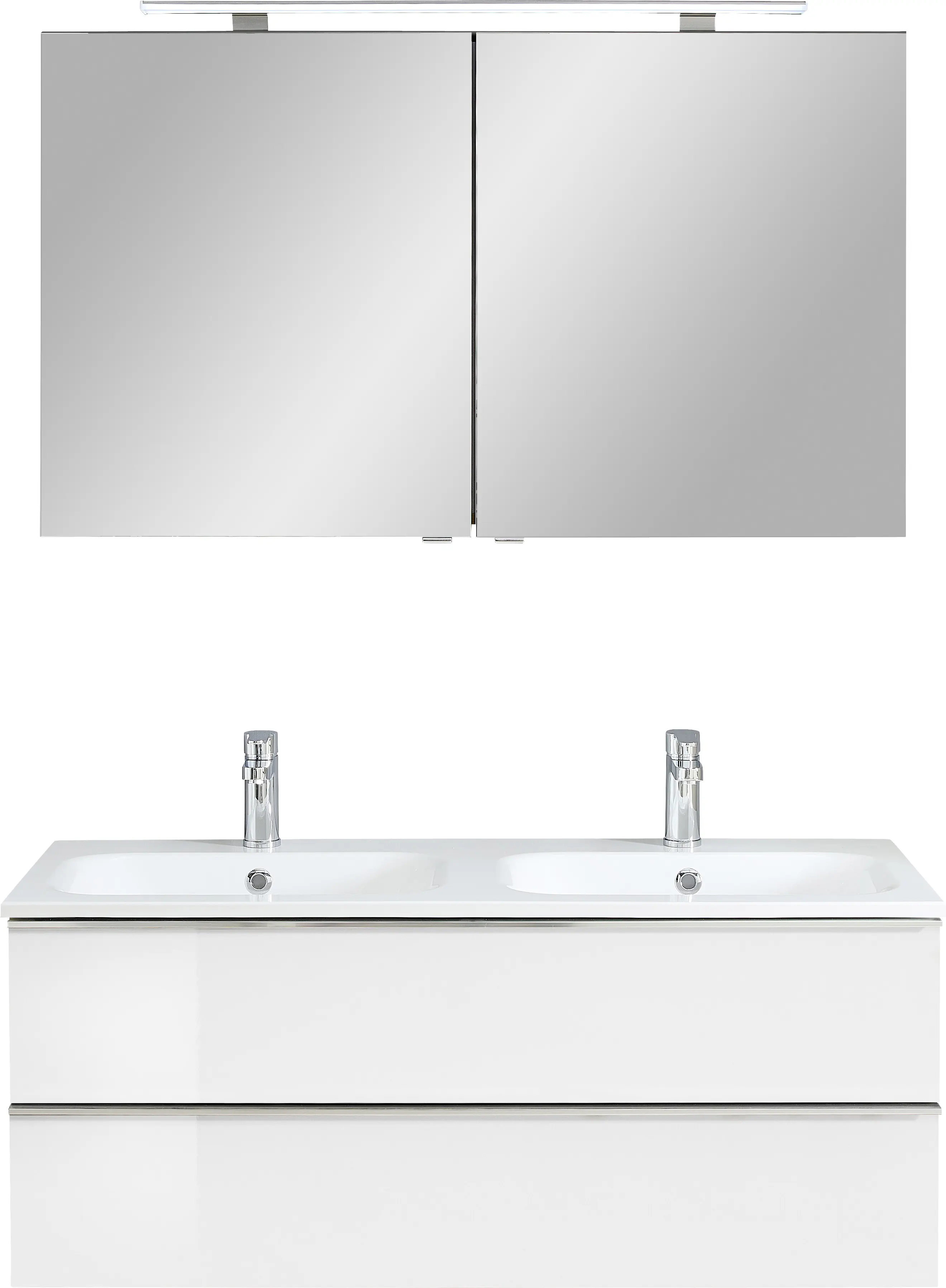 Primaster Bad-Set Düsseldorf weiß 121 cm LED-Leuchten, Mineralgusswaschtisch
