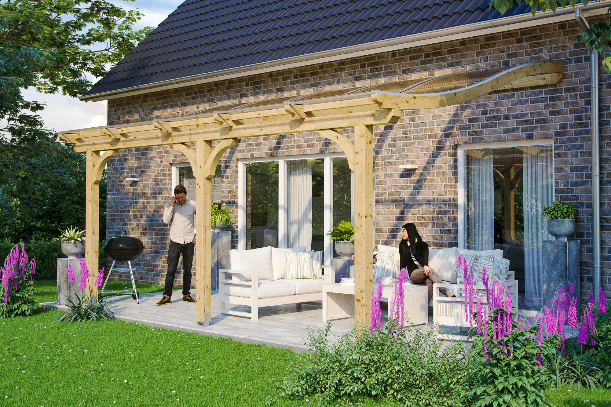 SKAN HOLZ Terrassenüberdachung Venezia 541 x 289 cm, Leimholz, natur