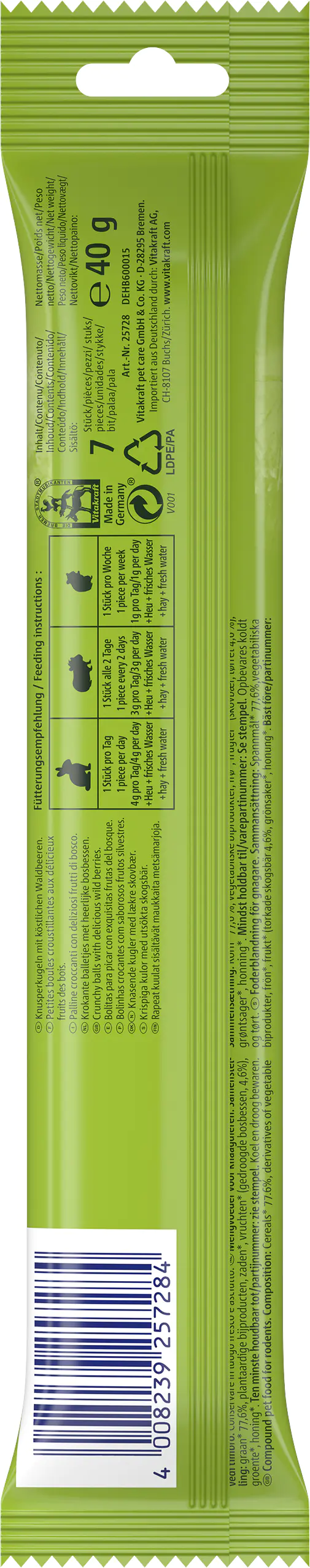 Vitakraft Rollinis® Nagersnack Waldbeere 7 Stück