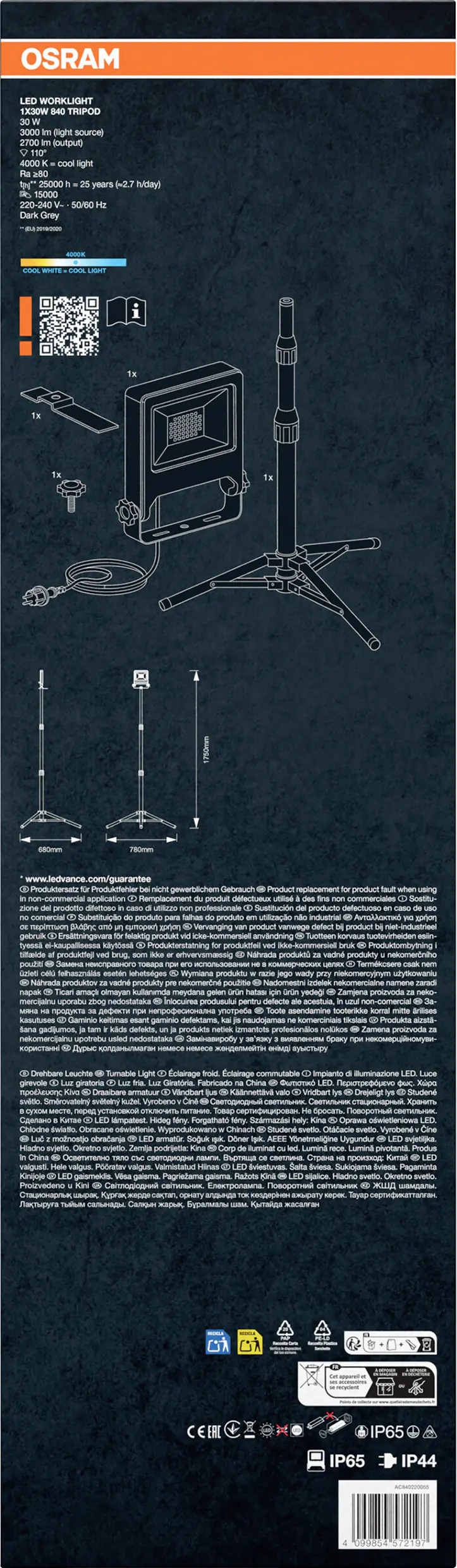 Osram LED-Baustrahler Worklight Tripod IP65 30 W