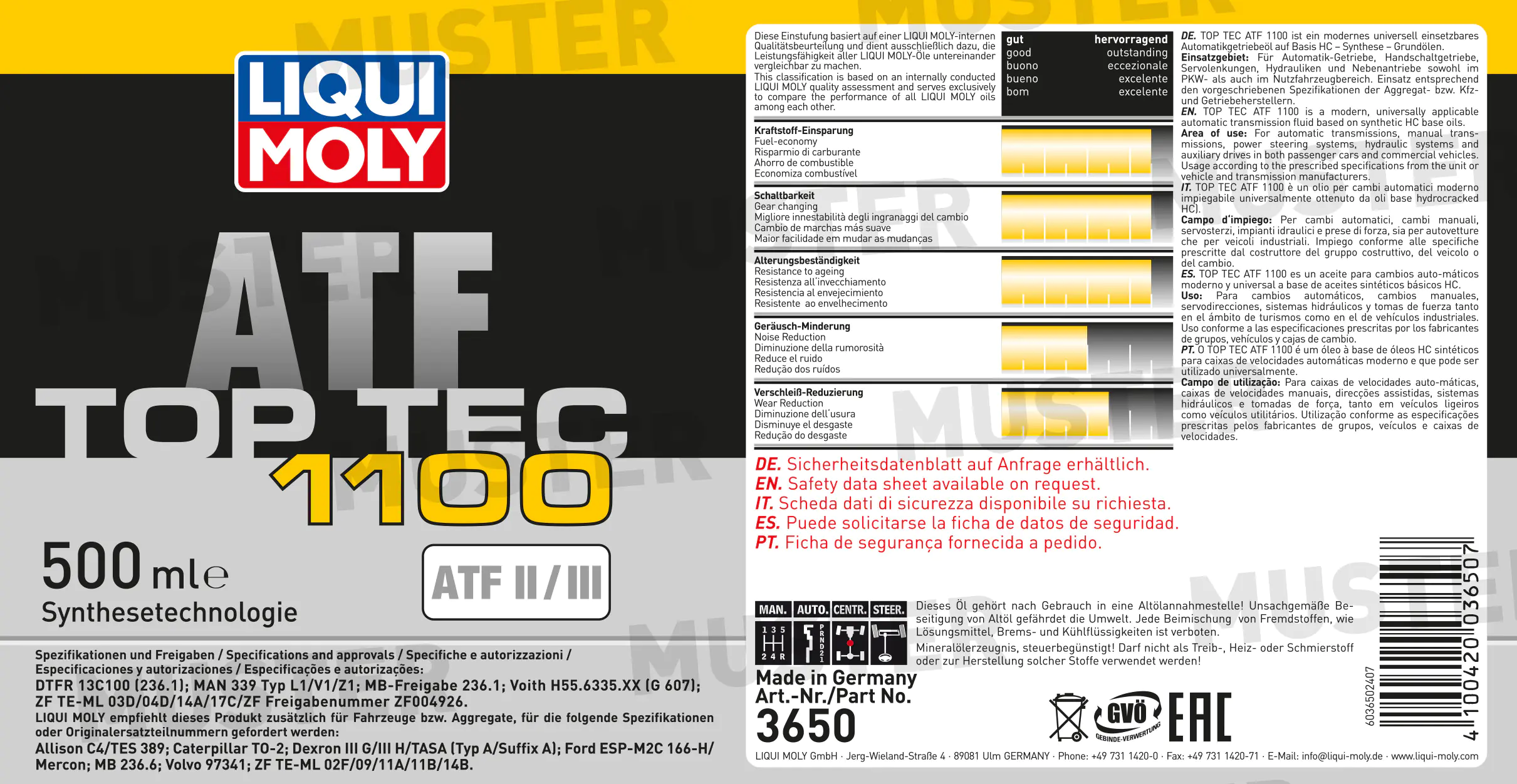 Liqui Moly Getriebeöl Top Tec ATF 1100 500 ml