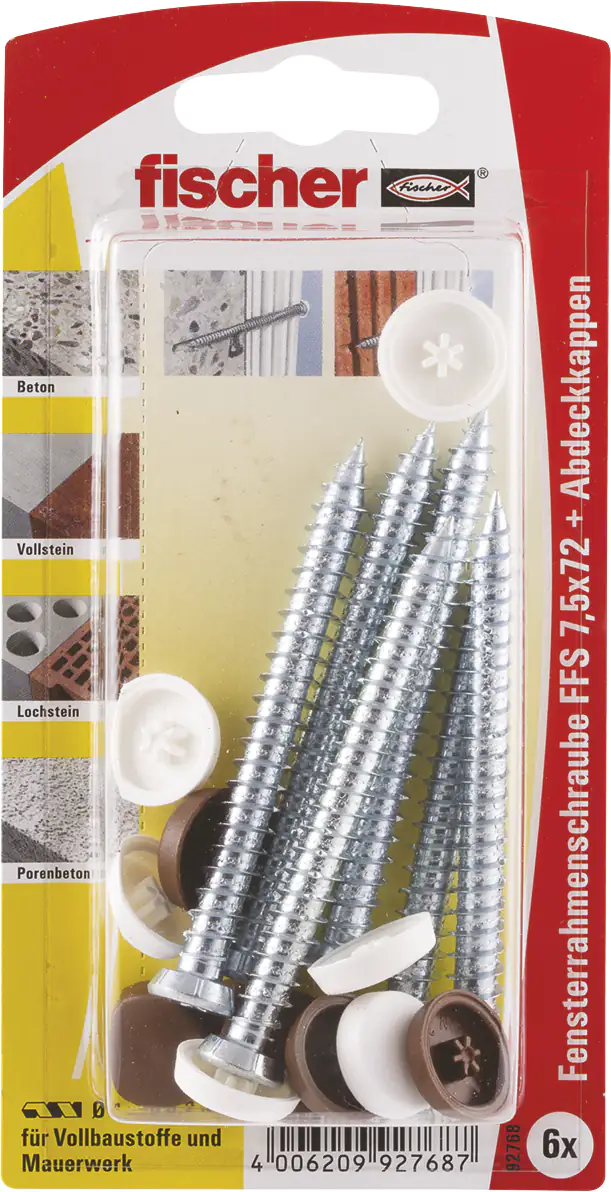 4006209927687 Fischer Fensterrahmenschrauben FFS 7.5 x 72 mm TX 30 - 6 Stk.