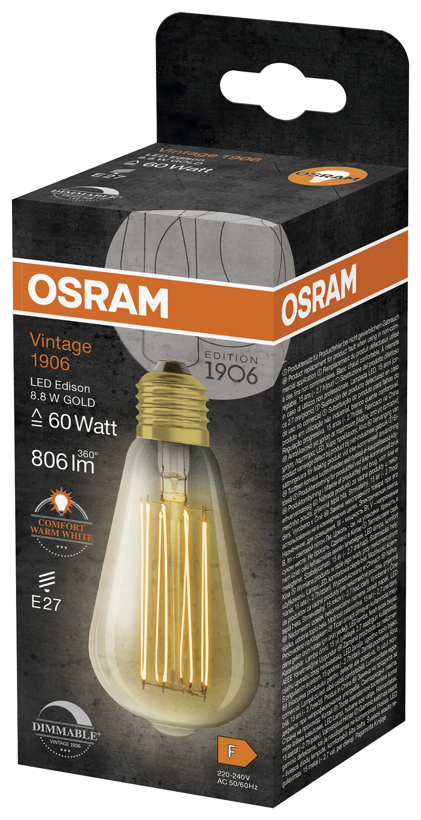 Osram LED Leuchtmittel Edison E27 8,8 W warmweiß amber