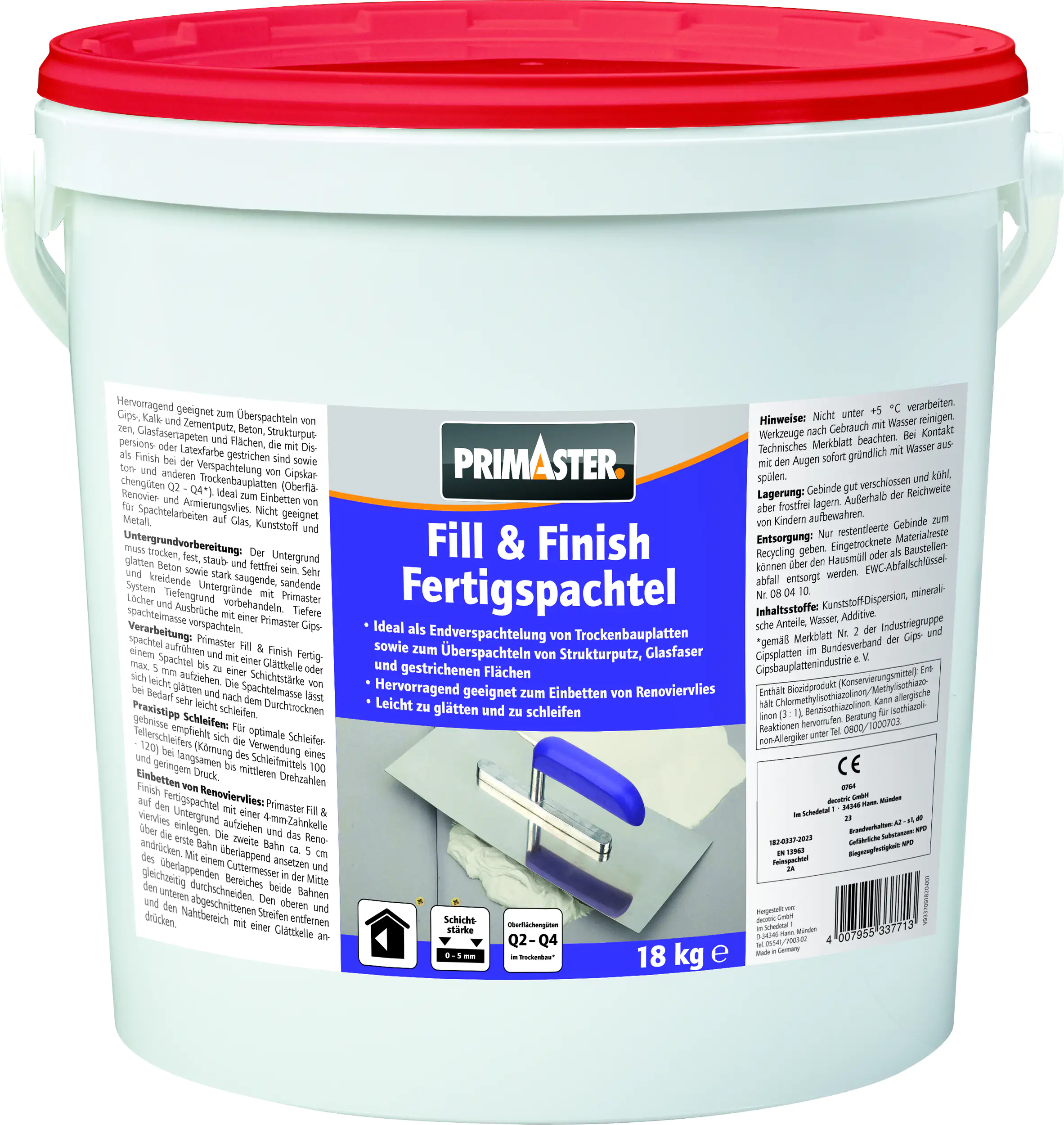 Primaster Fertigspachtel Fill & Finish 18 kg 