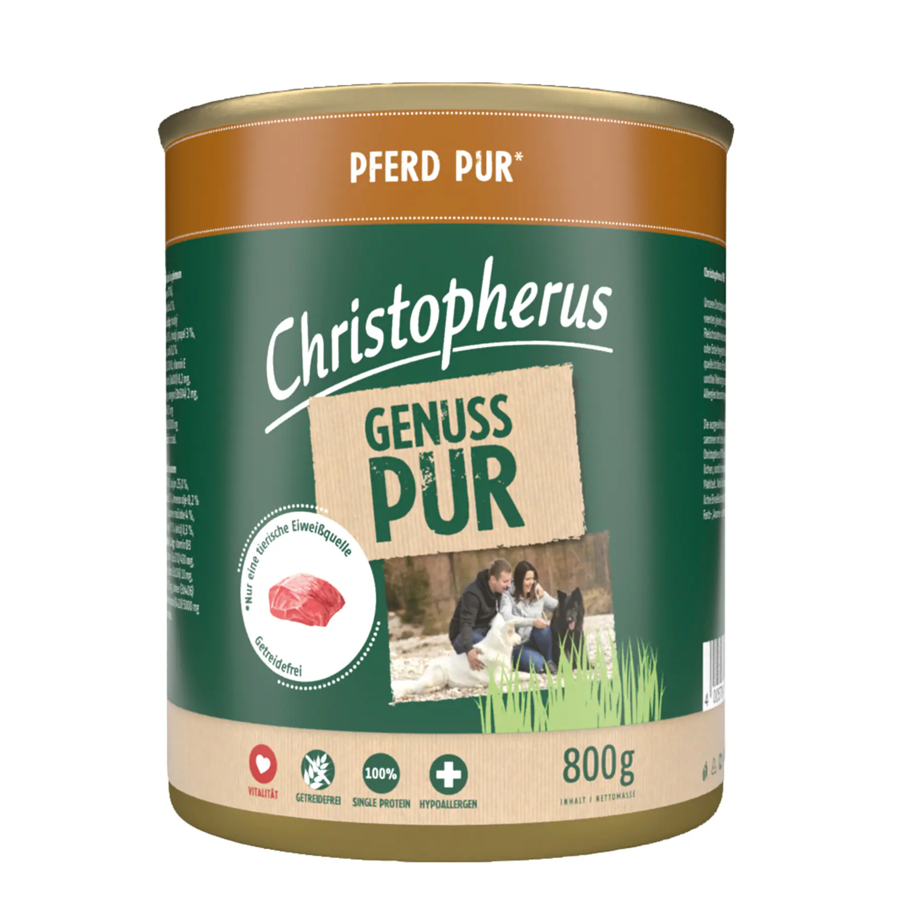 Christopherus Pur Hundenassfutter Single Protein getreidefrei 800 g Pferd