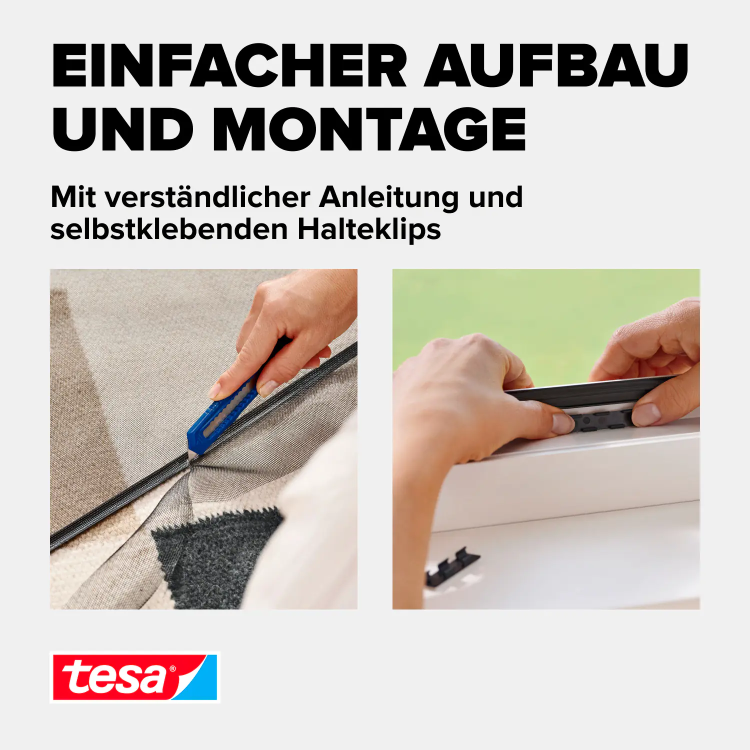 tesa Anklipsrahmen Fliegengitter 100 x 120 cm anthrazit