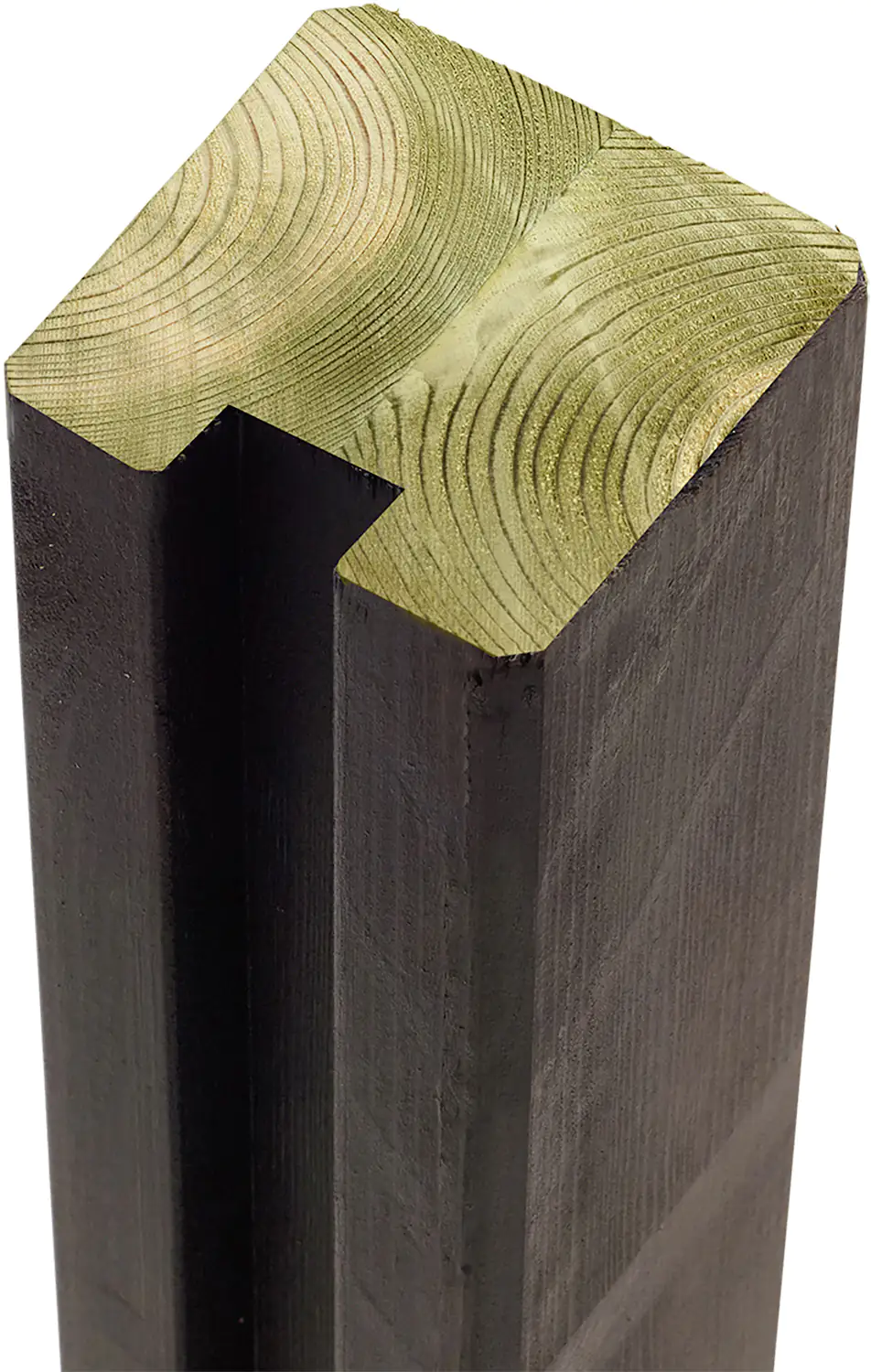 Plus Verleimter Profilpfosten 1 Nut 9 x 9 x 186 cm Druckimprägniert/RAL 9005 Schwarz